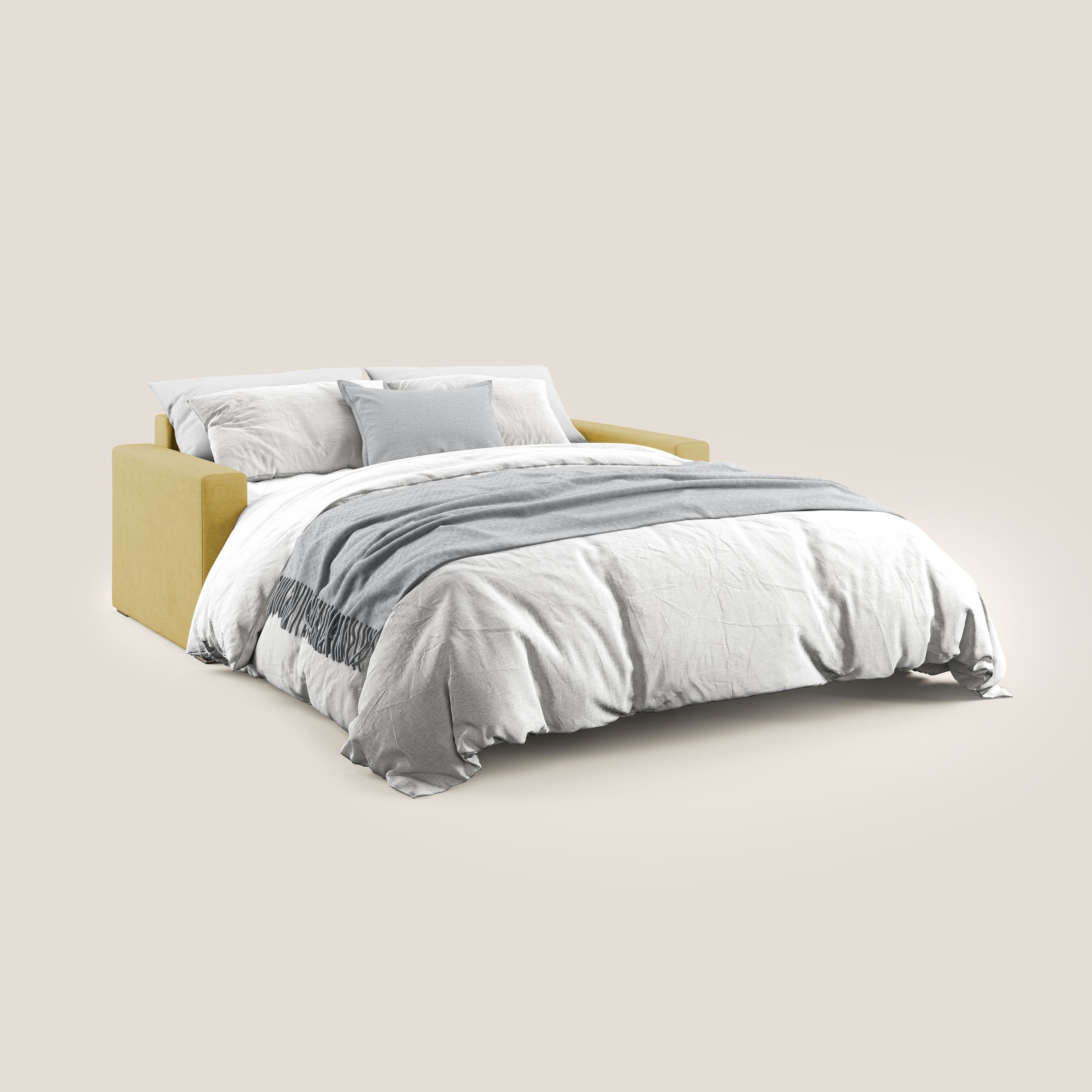 Best Divano letto matrimoniale in tessuto impermeabile T02 giallo - divani.store