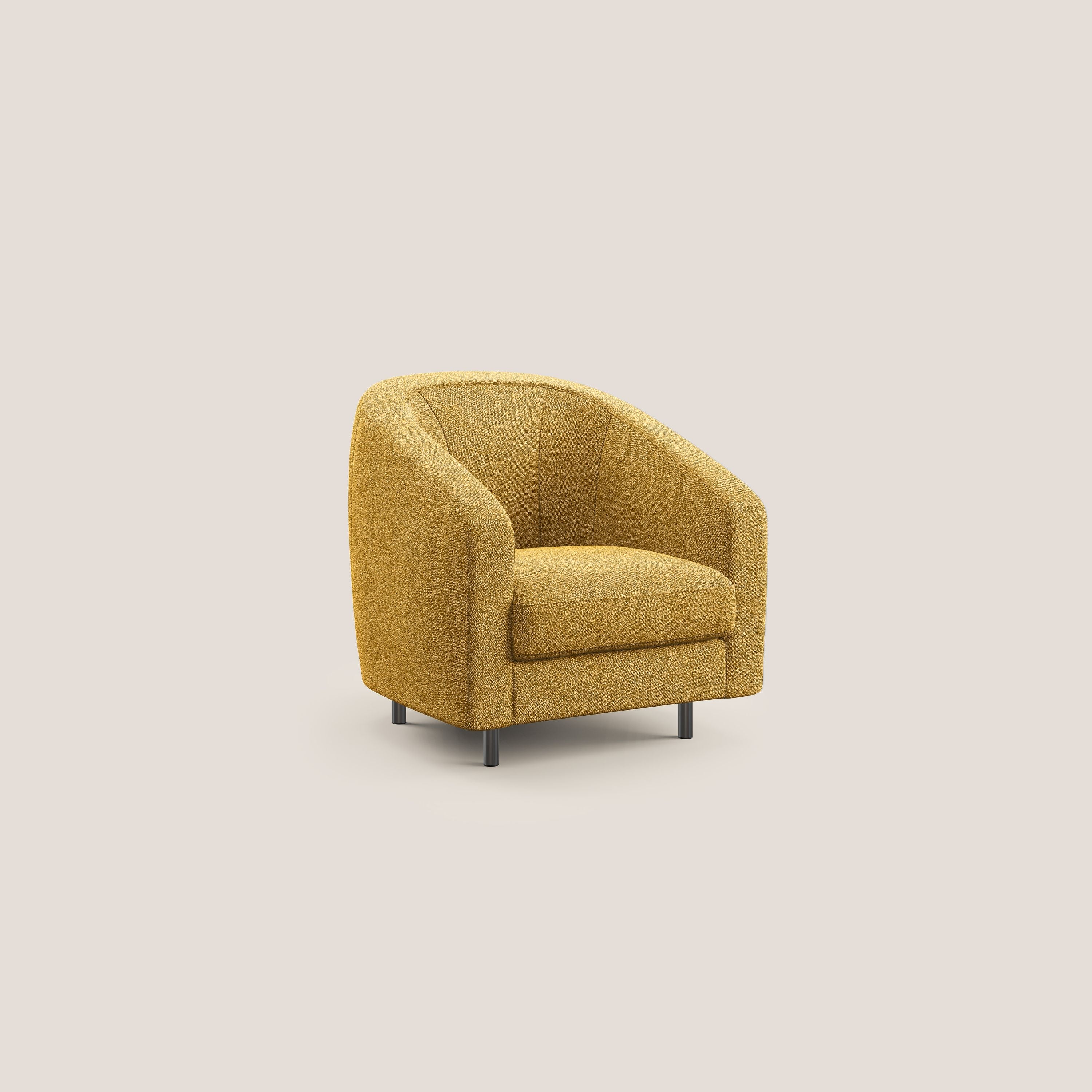 Pandora Poltroncina in morbido tessuto bouclé impermeabile T07 giallo - divani.store