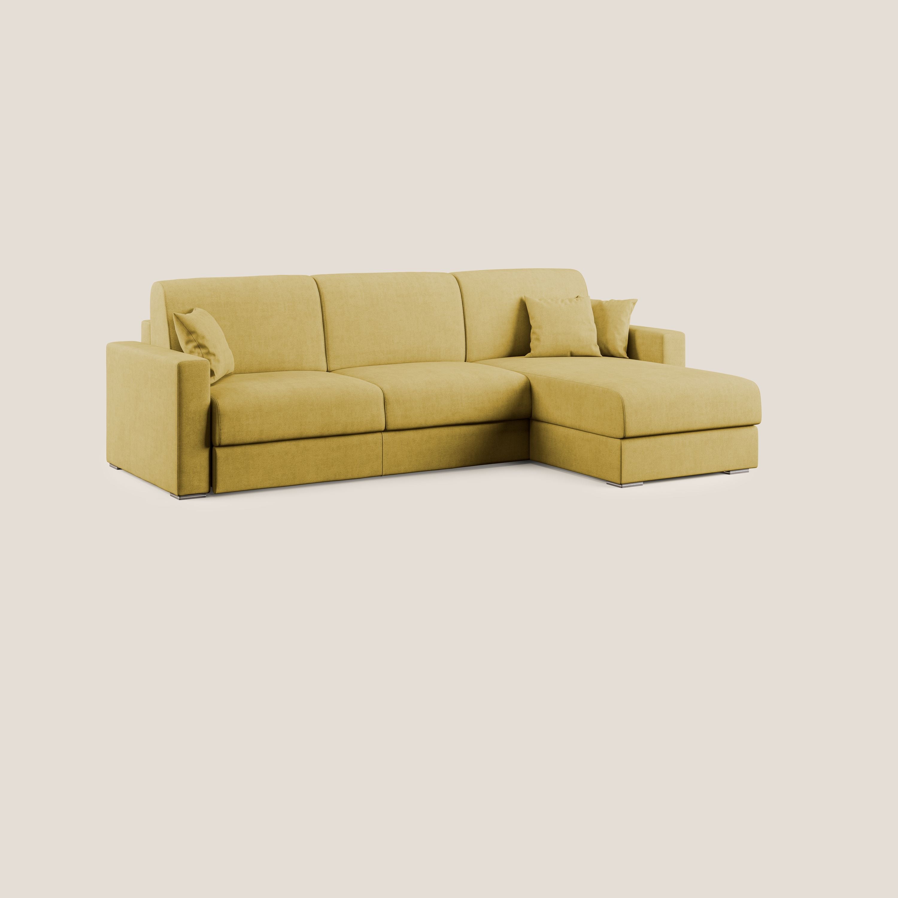 Best Divano letto angolare in tessuto impermeabile T02 giallo - divani.store