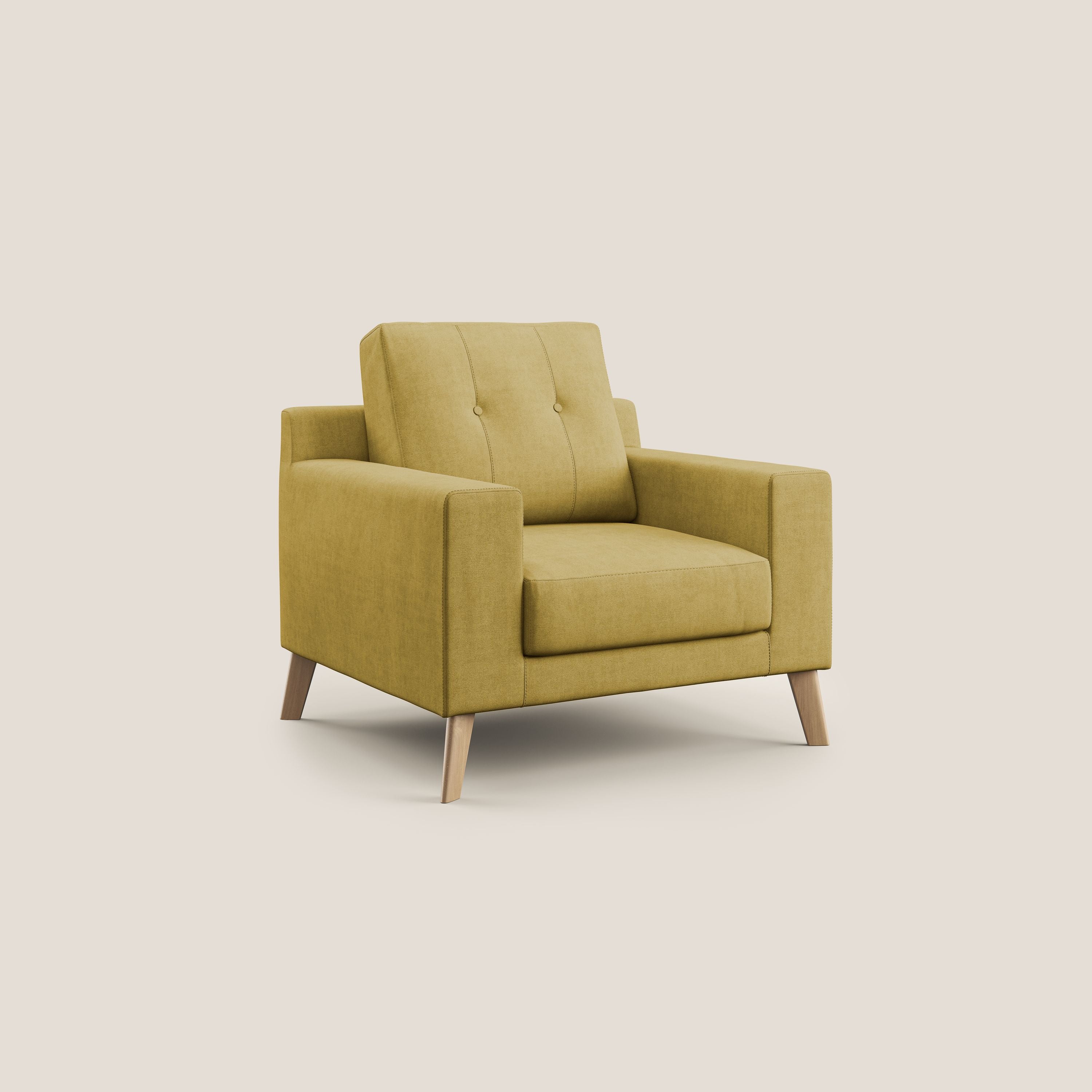 Danish poltroncina in tessuto morbido impermeabile T02 giallo - divani.store