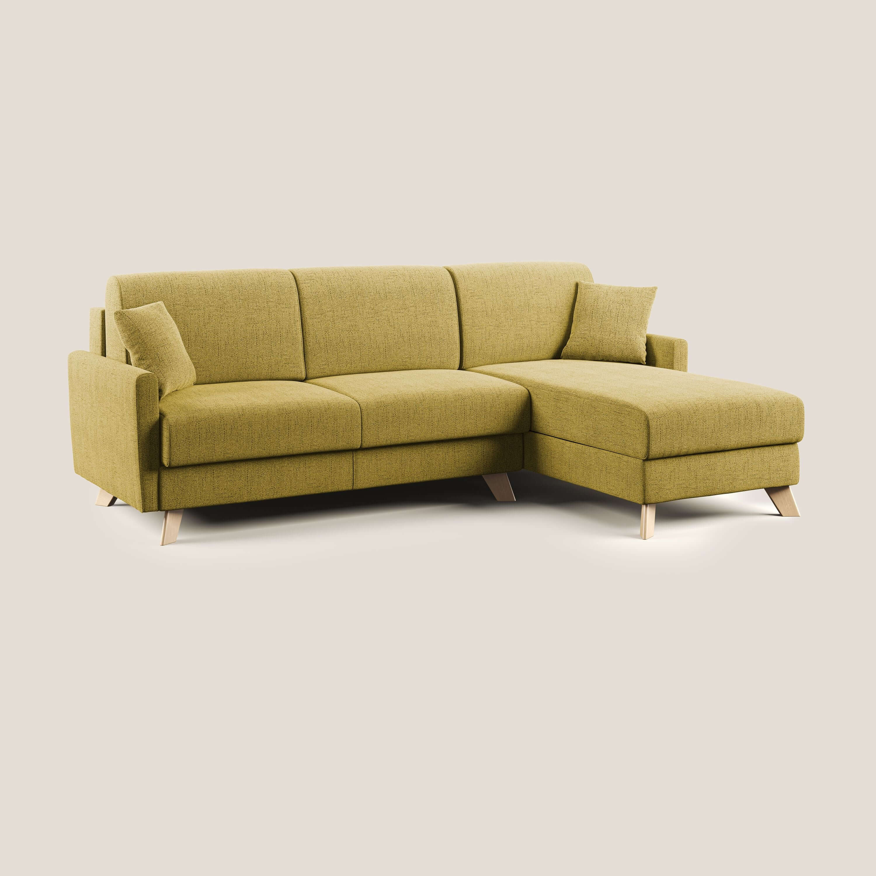Edgar divano letto angolare in tessuto felis impermeabile T03 giallo - divani.store