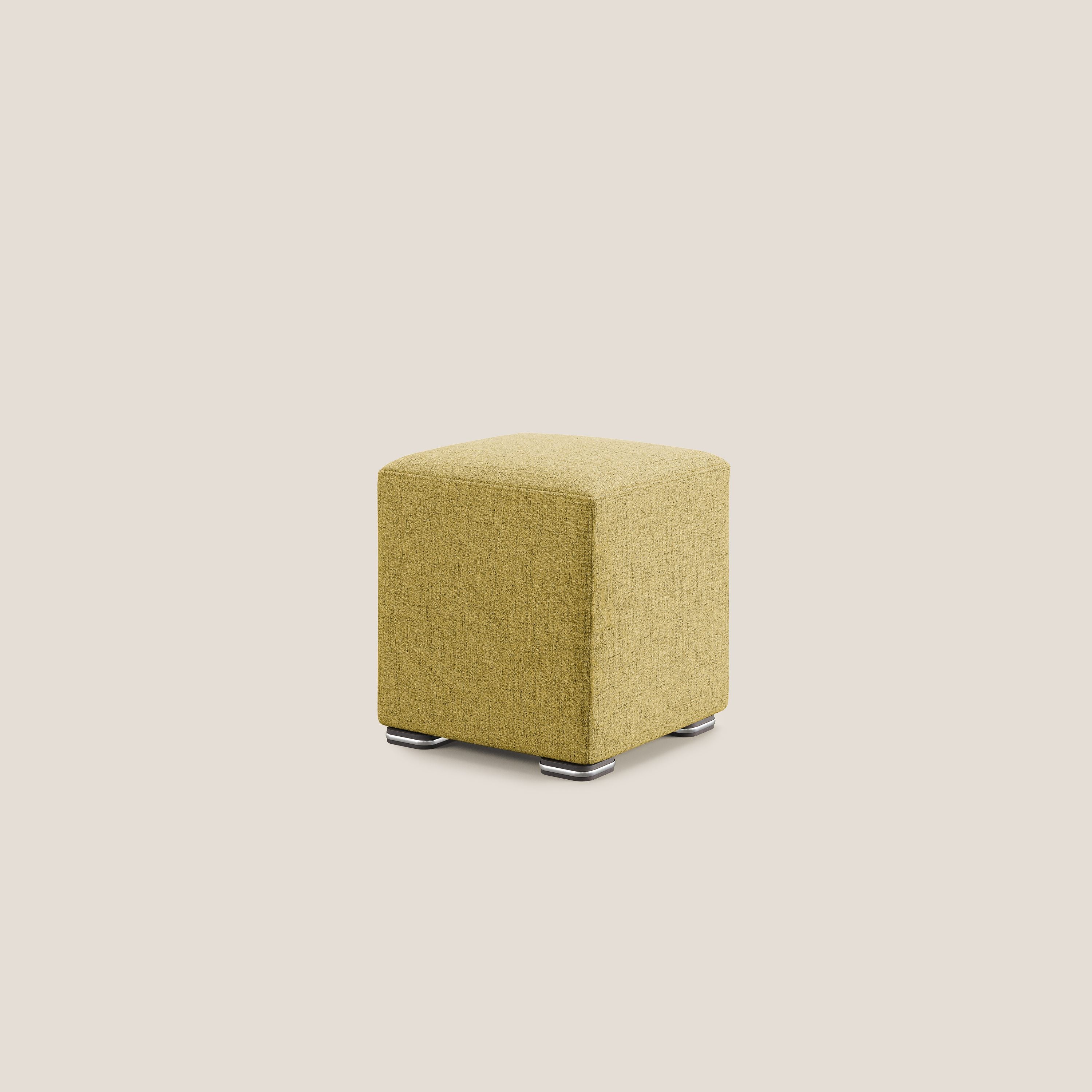 Cube pouf in tessuto morbido impermeabile T03 giallo - divani.store