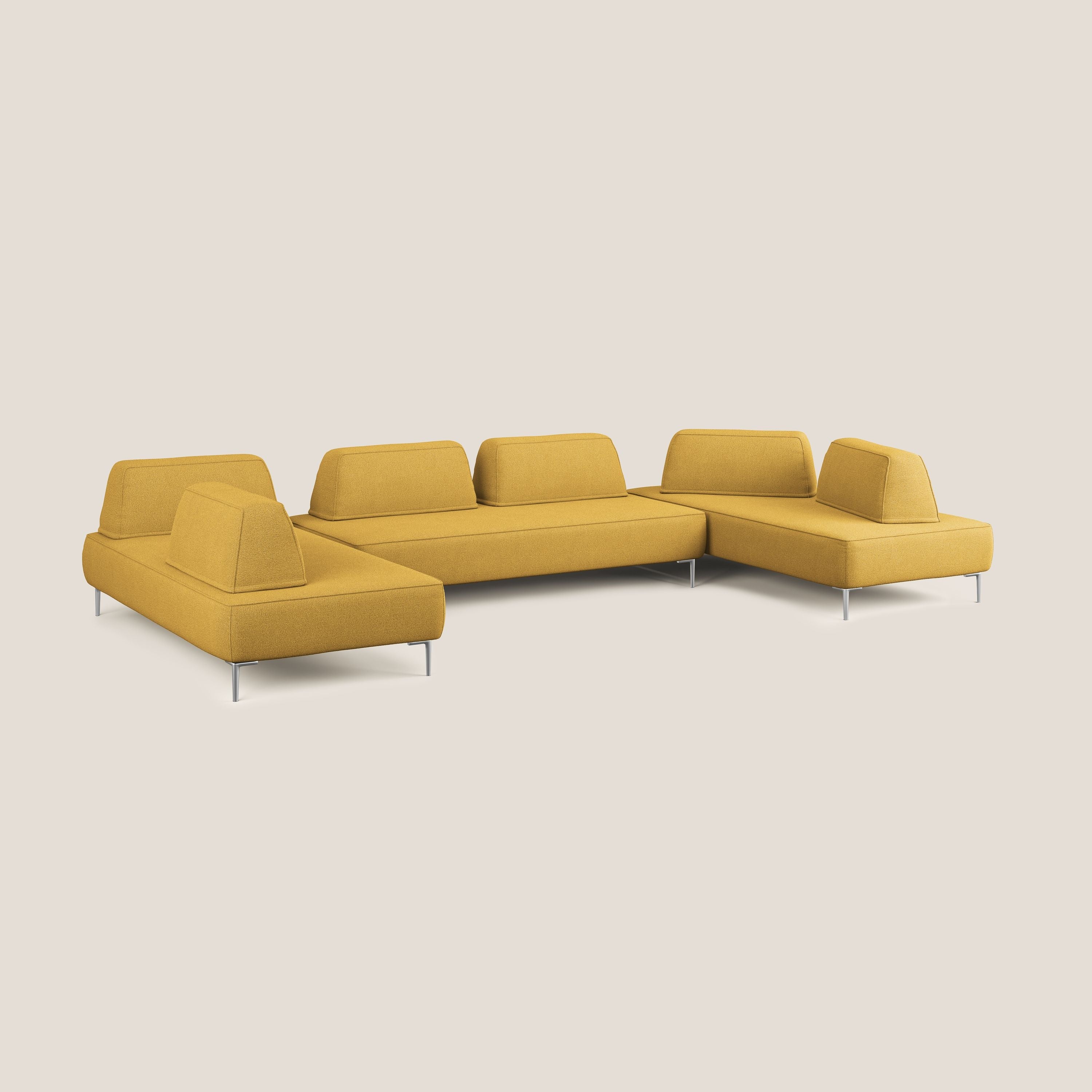 Newton divano panoramico modulare con schienali movibili T07 giallo - divani.store