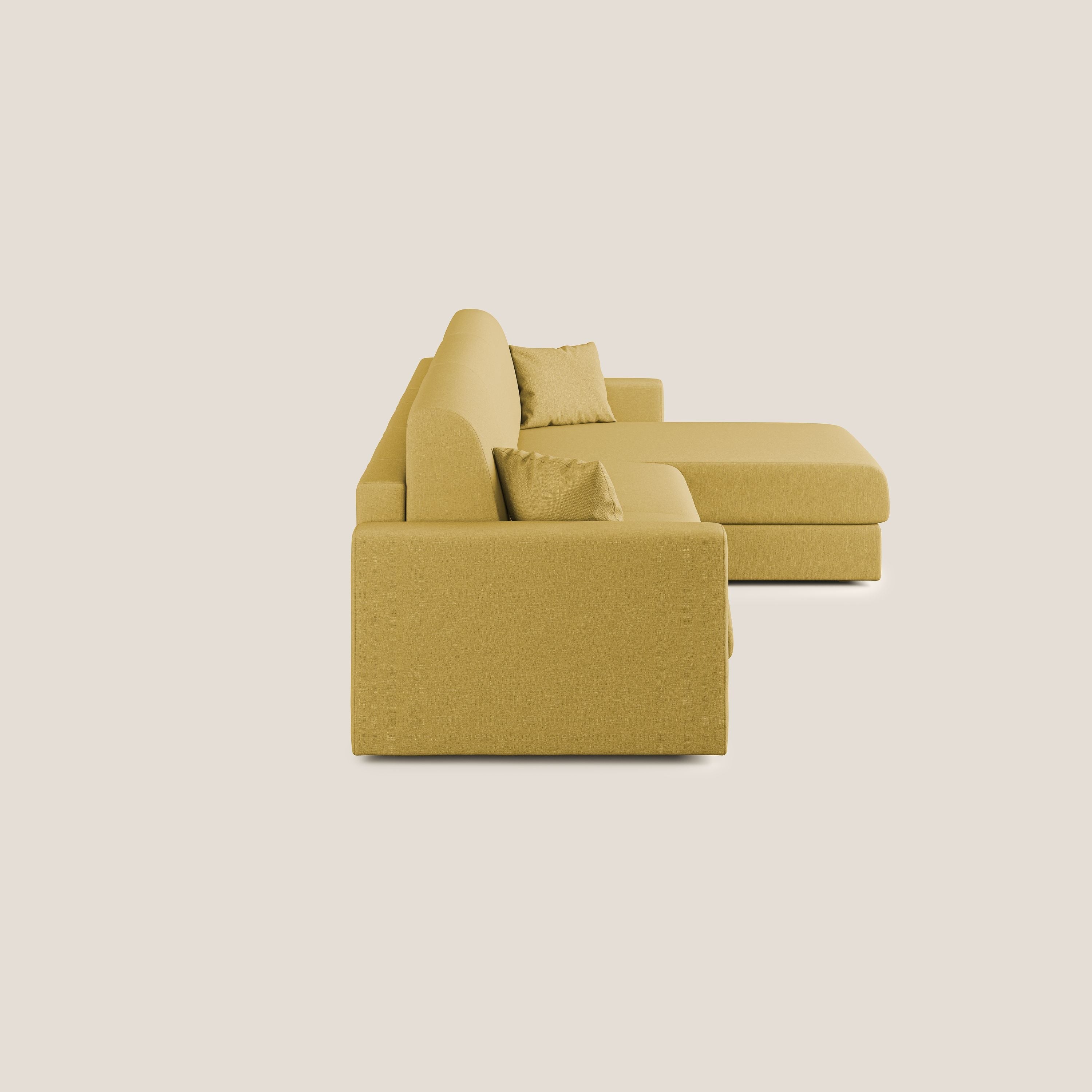 Chris Divano letto angolare 5 posti in tessuto impermeabile T13 giallo - divani.store
