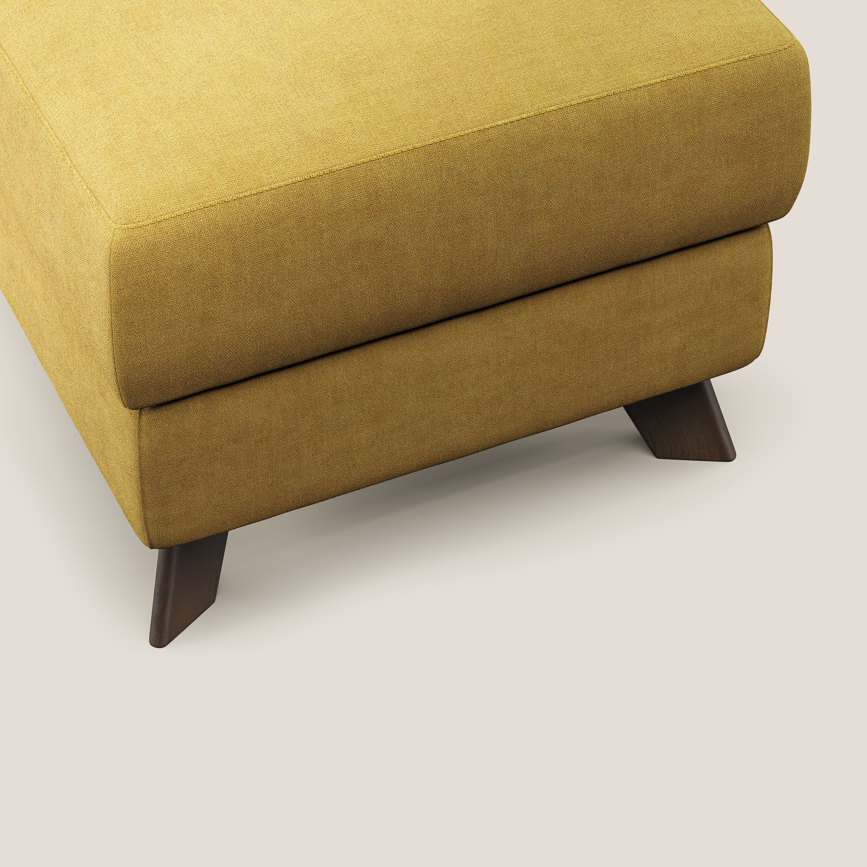 Moon Pouf contenitore e piedini alti in tessuto morbido impermeabile T02 giallo - divani.store