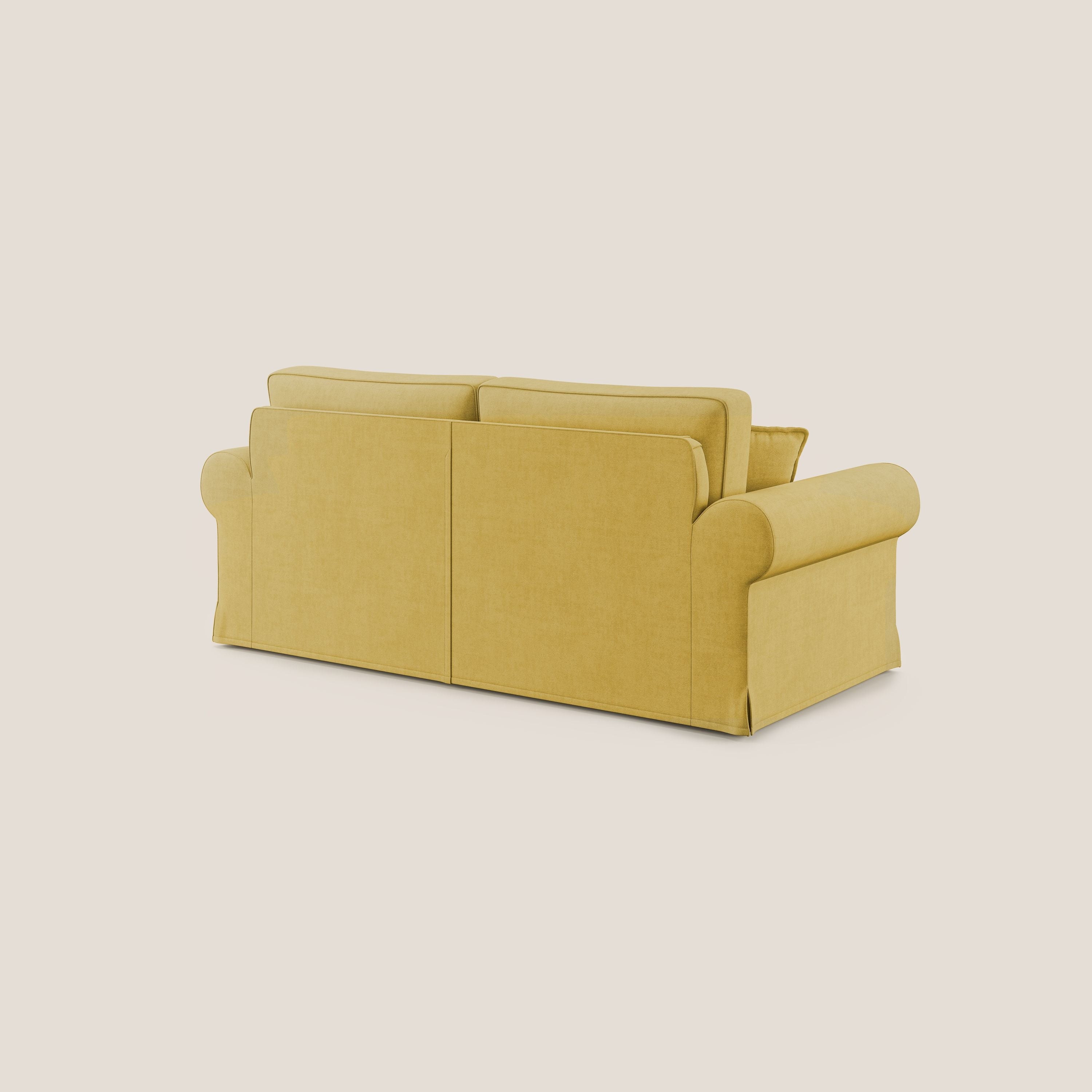 Lady divano classico in piuma d'oca realizzato con tessuto impermeabile T02 giallo - divani.store