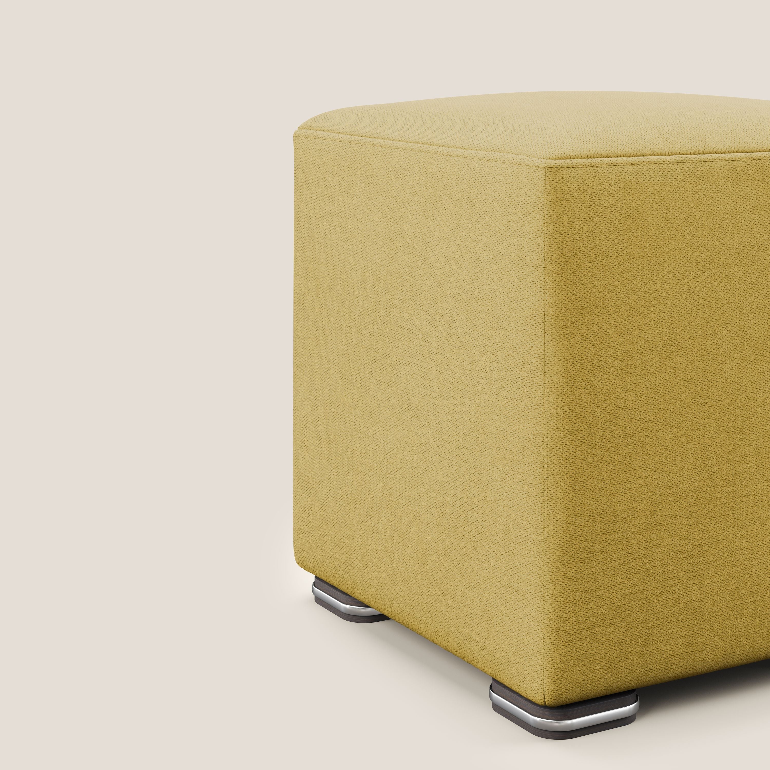 Cube pouf in tessuto morbido impermeabile T02 giallo - divani.store