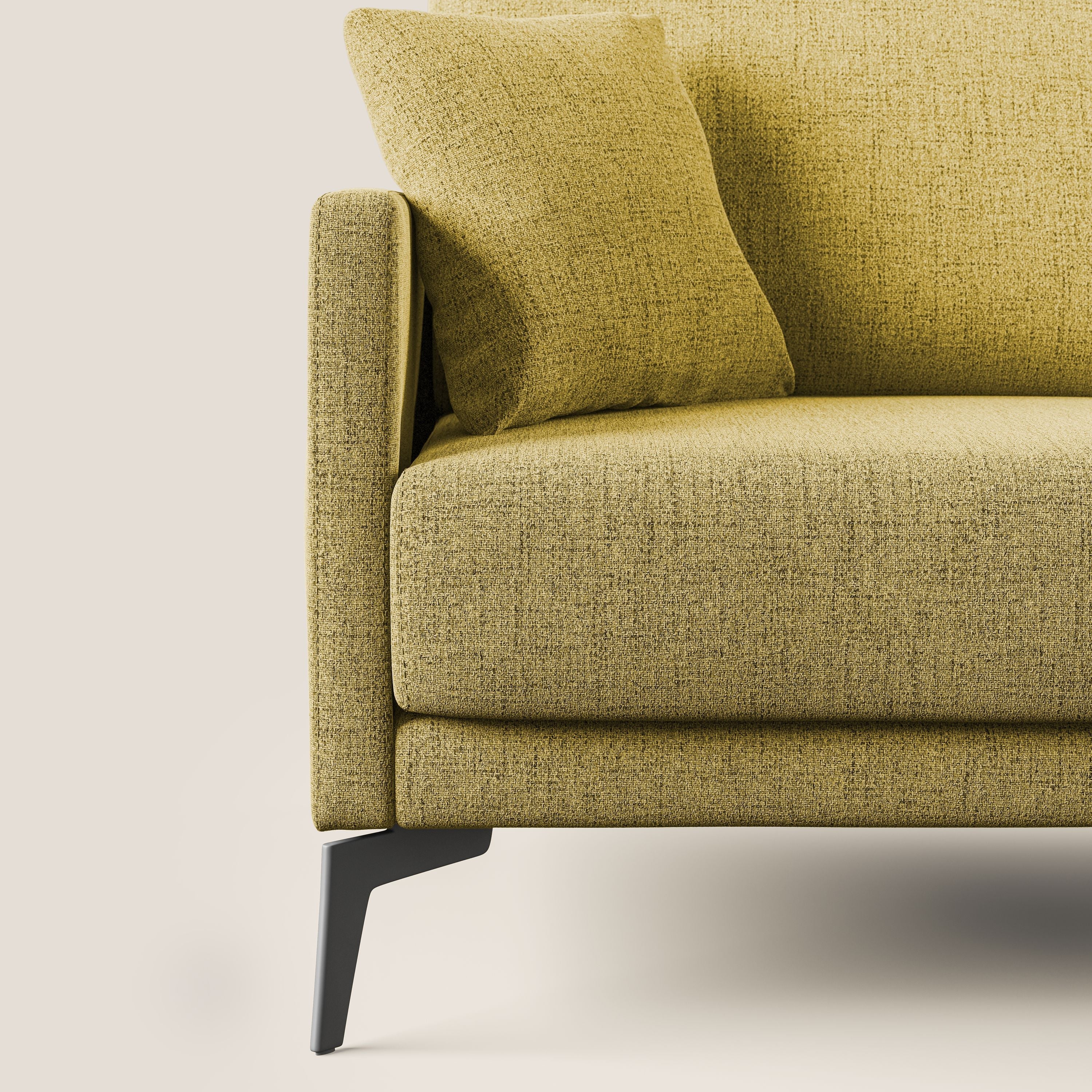 Saturno divano angolare moderno in tessuto morbido impermeabile T03 giallo - divani.store