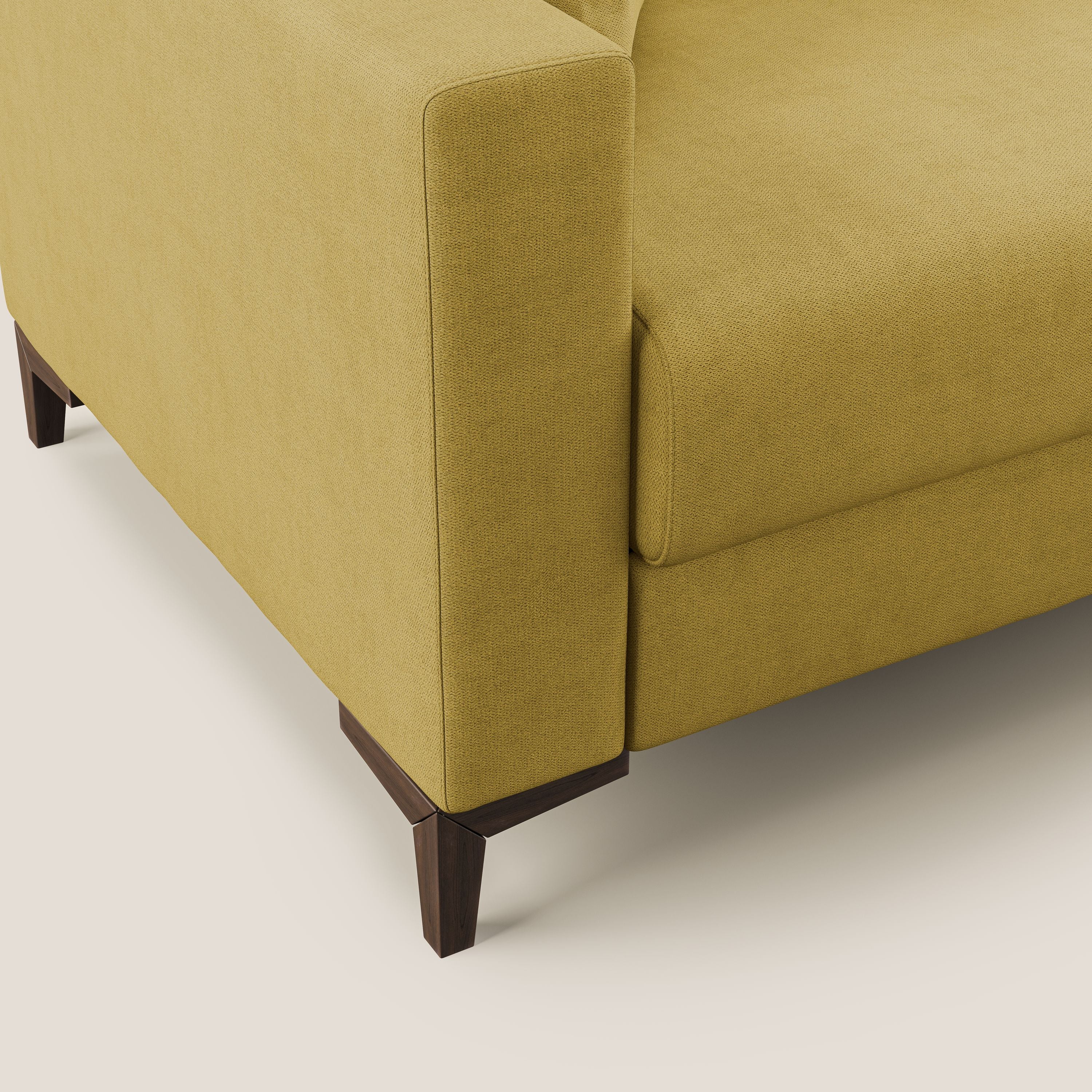 Kafka divano letto matrimoniale in morbido tessuto impermeabile T02 giallo - divani.store