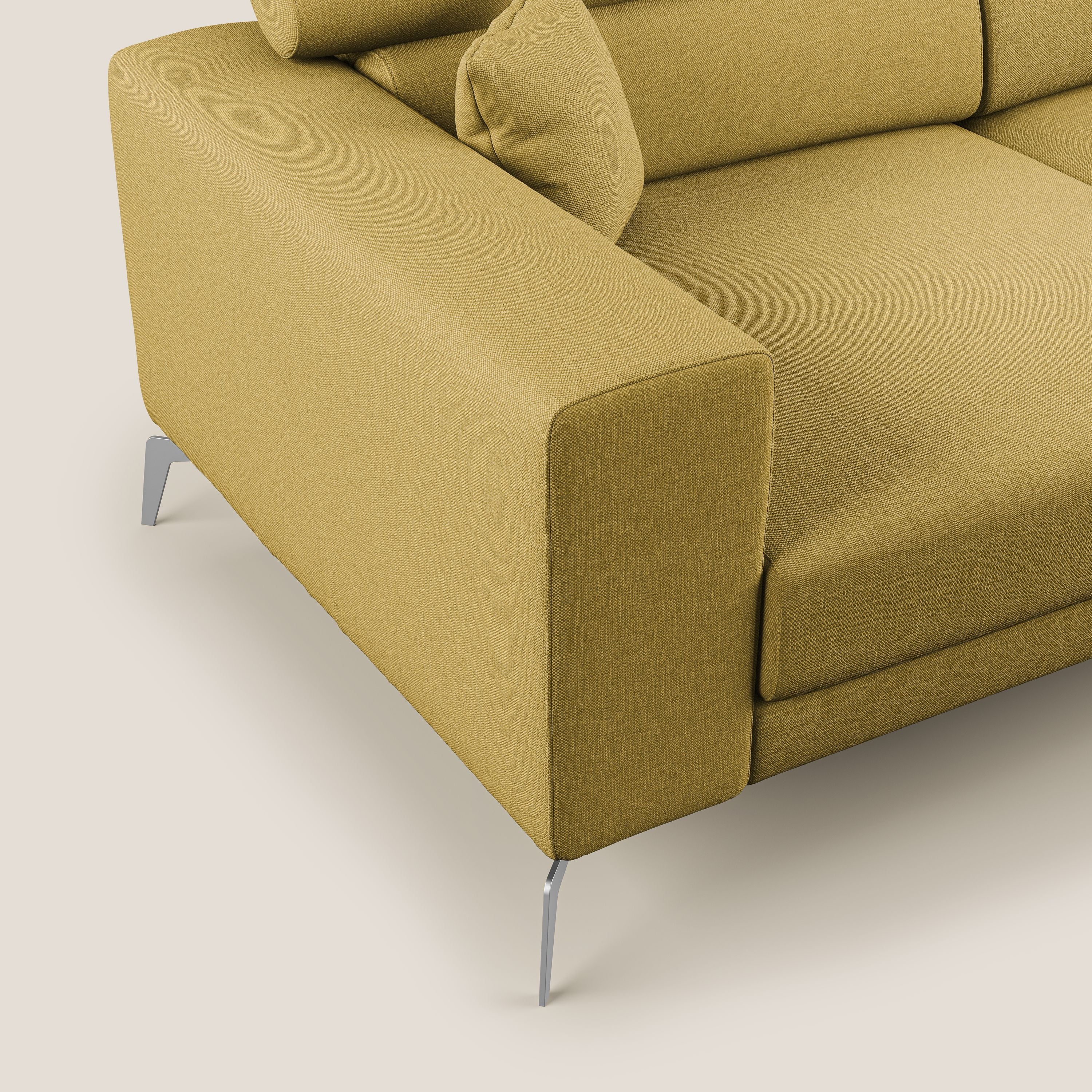 Blade Divano con poggiatesta reclinabili in tessuto impermeabile misto cotone T13 giallo - divani.store