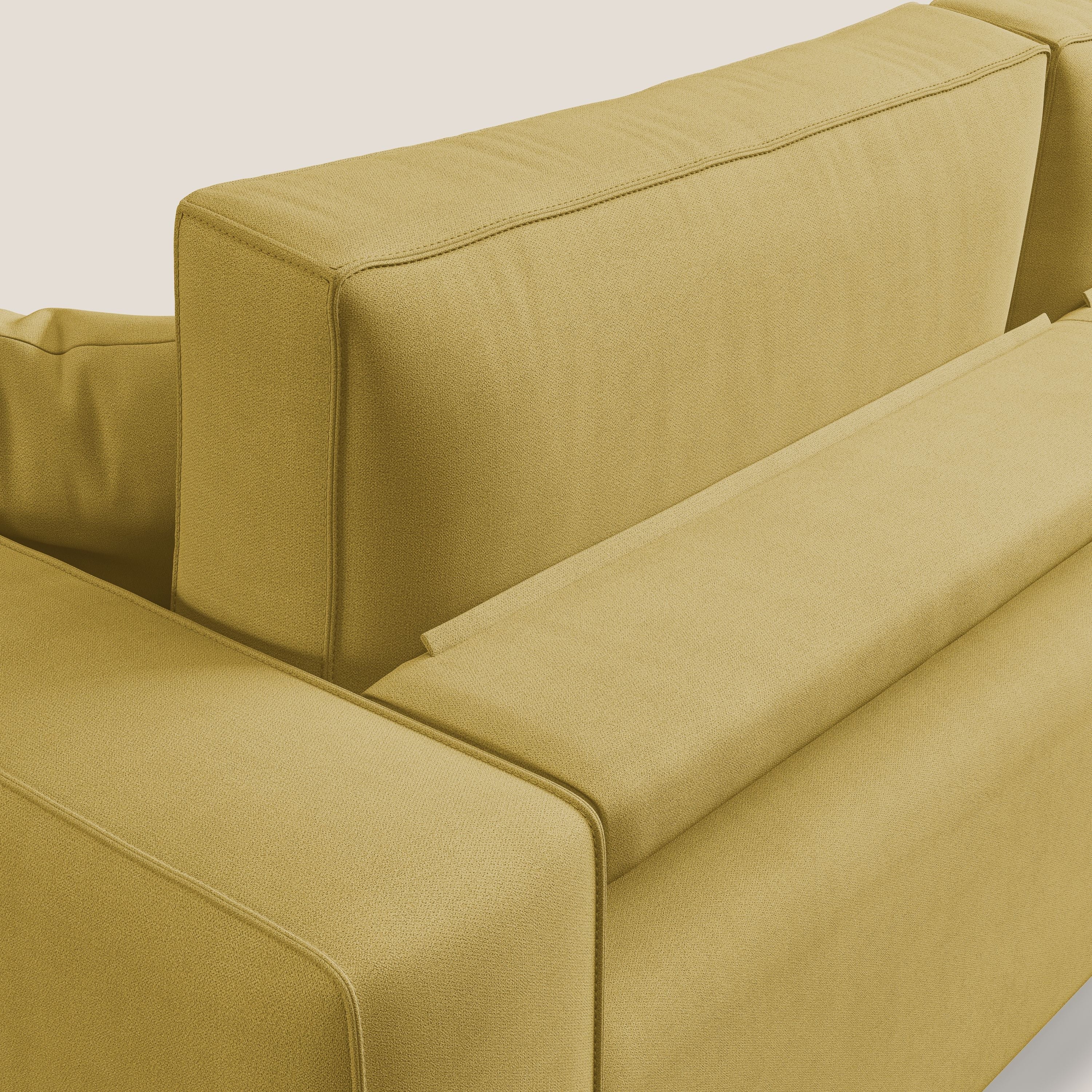 Morfeo divano con sedute estraibili in morbido tessuto impermeabile T02 giallo - divani.store