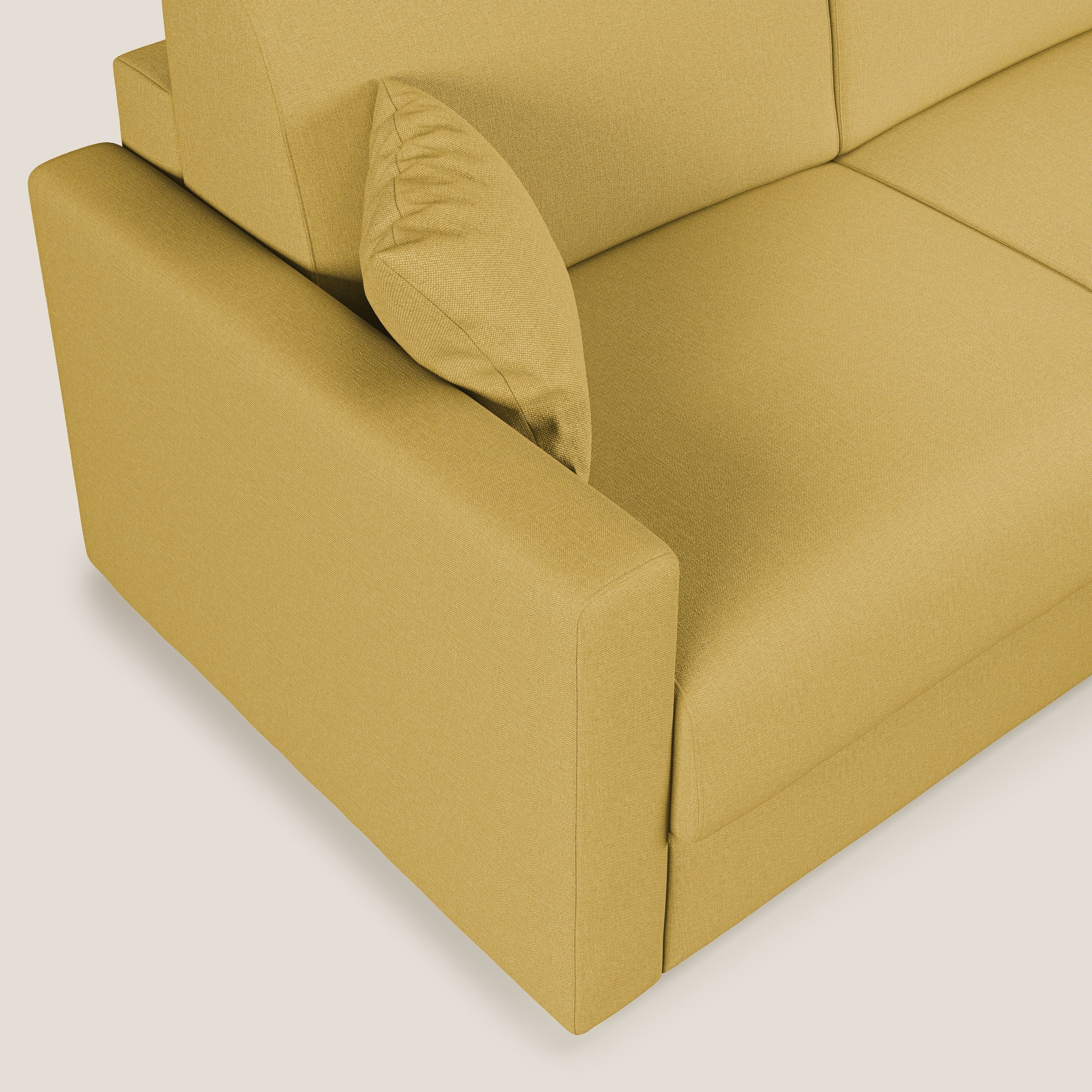 Chris Divano letto angolare 5 posti in tessuto impermeabile T13 giallo - divani.store