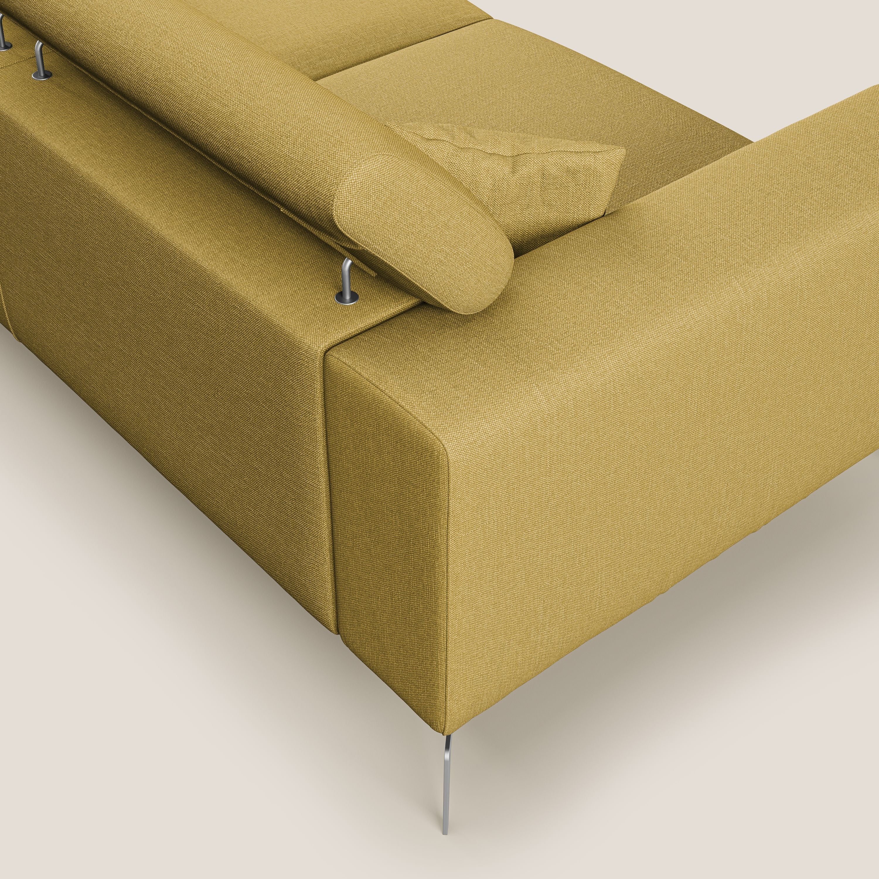 Blade Divano con poggiatesta reclinabili in tessuto impermeabile misto cotone T13 giallo - divani.store