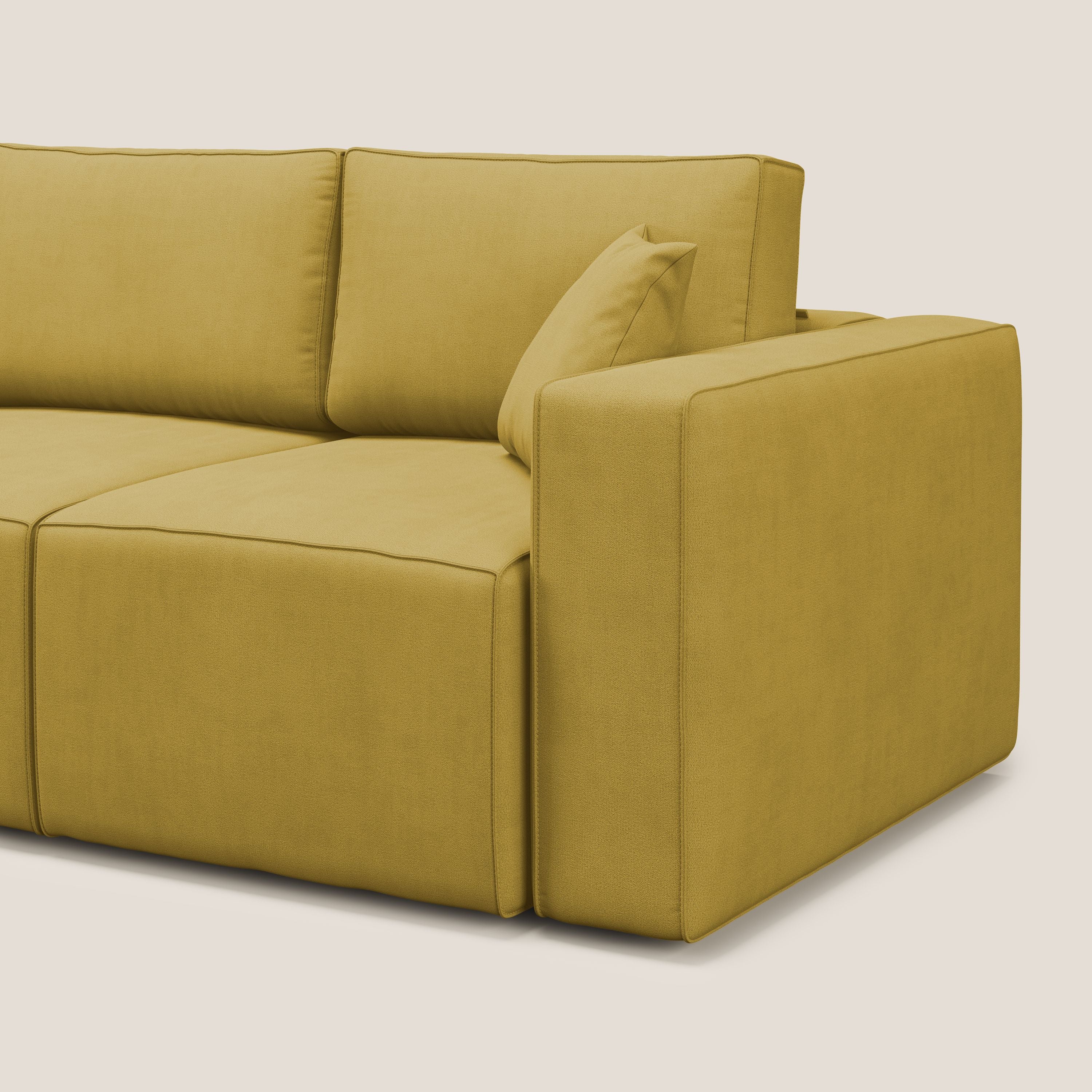Morfeo divano con 3 sedute estraibili in morbido tessuto impermeabile T02 giallo - divani.store