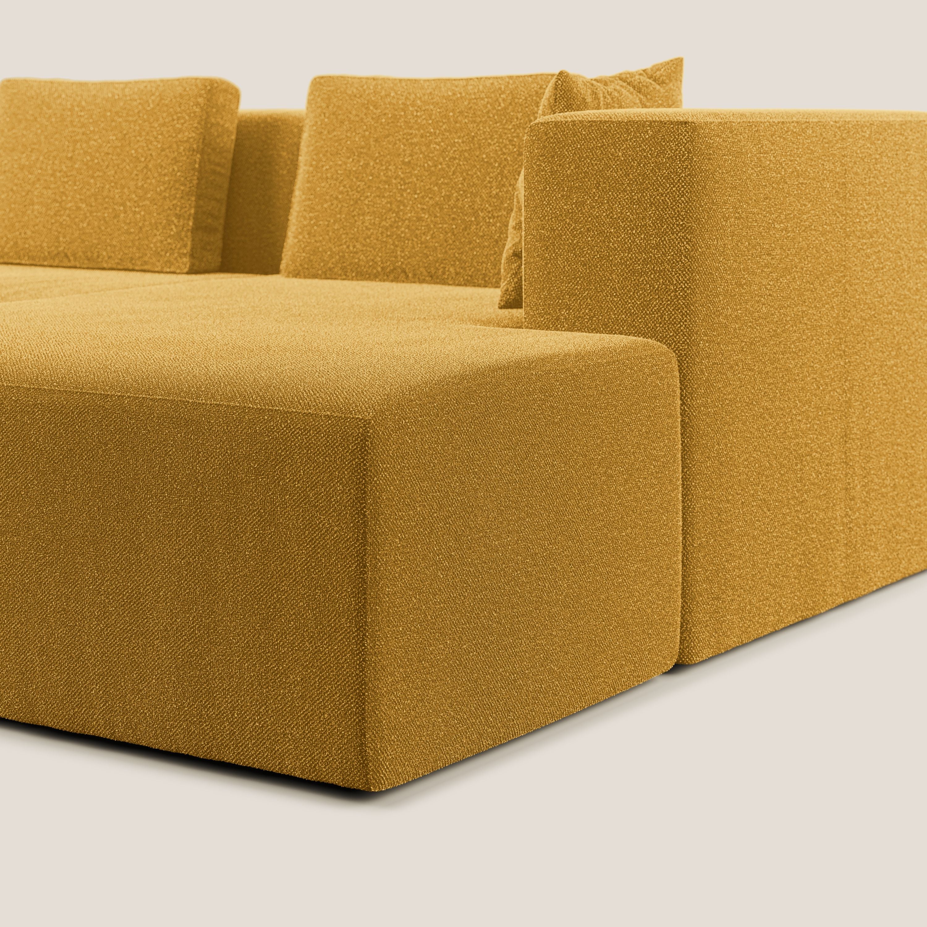 Nettuno divano angolare componibile in morbido tessuto bouclè T07 giallo - divani.store