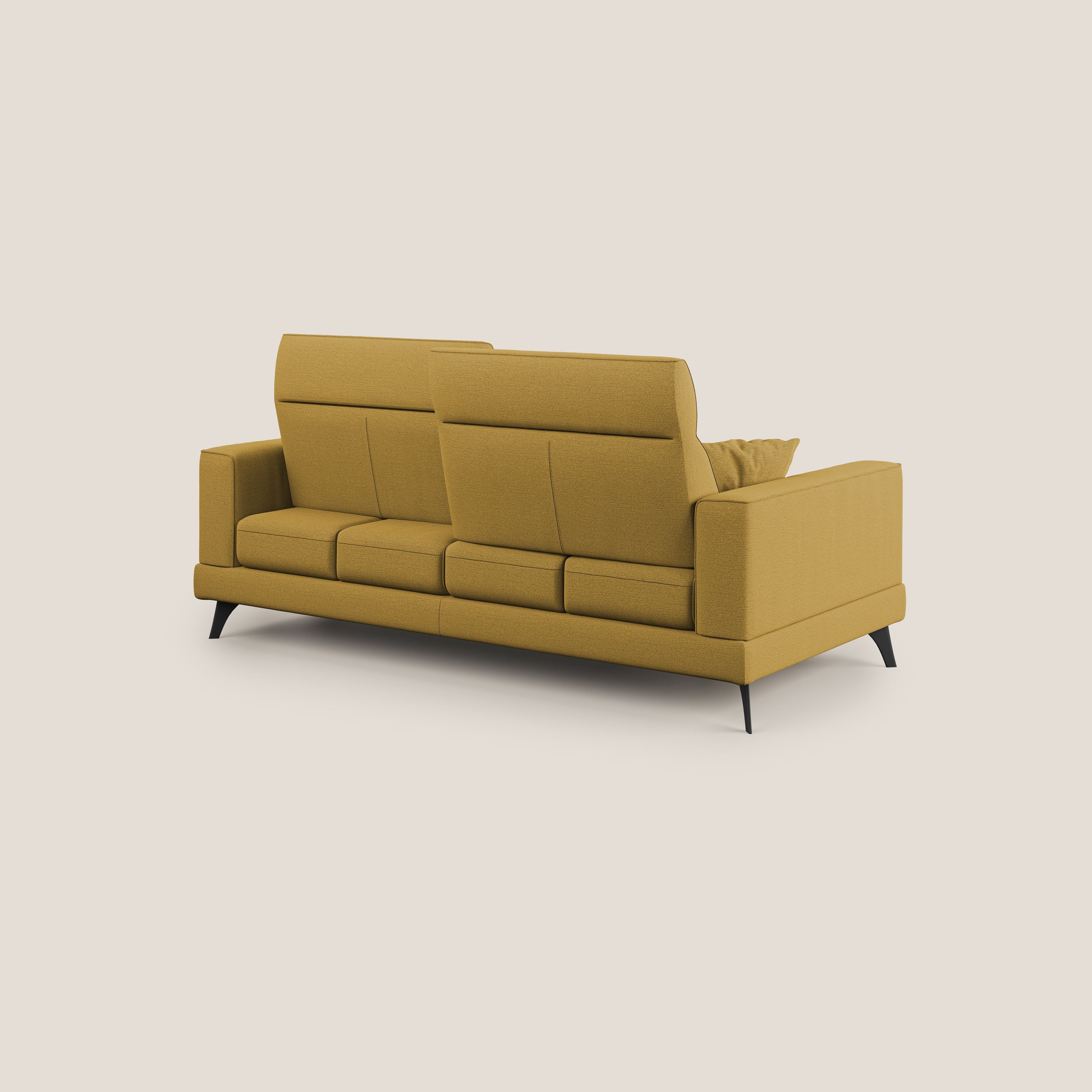 Slide Divano con schienali traslanti e poggiatesta in tessuto simil cotone impermeabile T19 giallo - divani.store