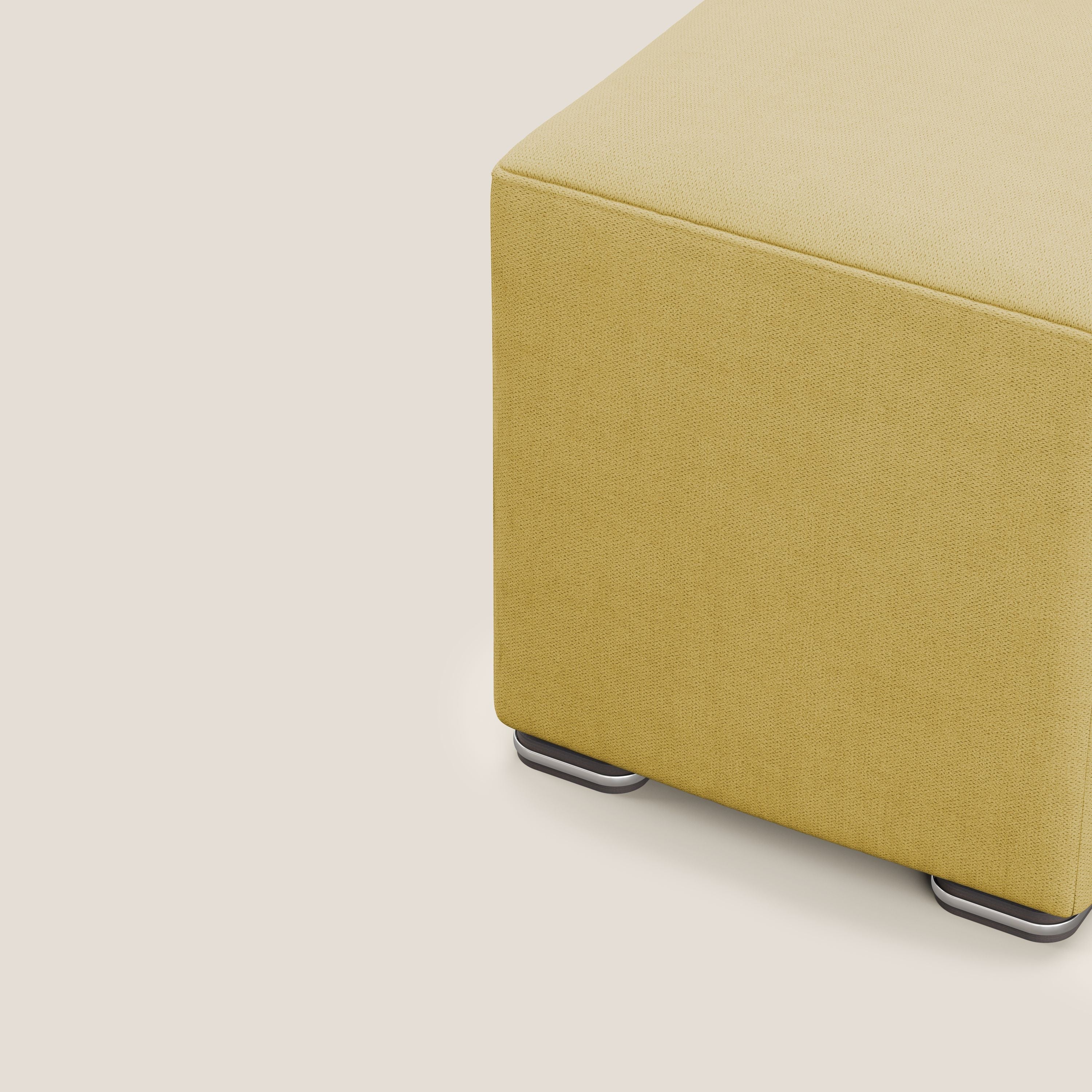Cube pouf in tessuto morbido impermeabile T02 giallo - divani.store