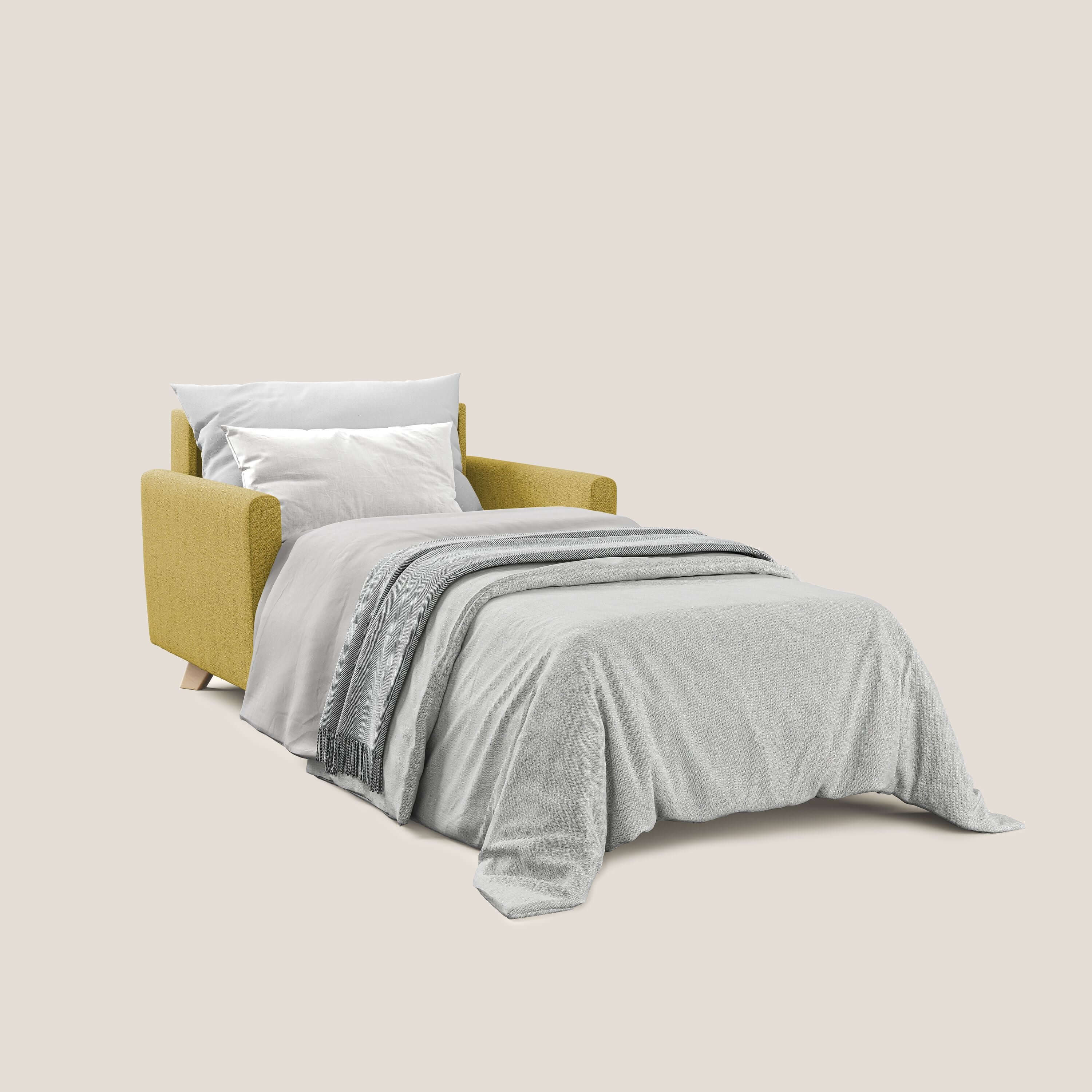 Edgar poltrona letto in tessuto felis impermeabile T03 giallo - divani.store