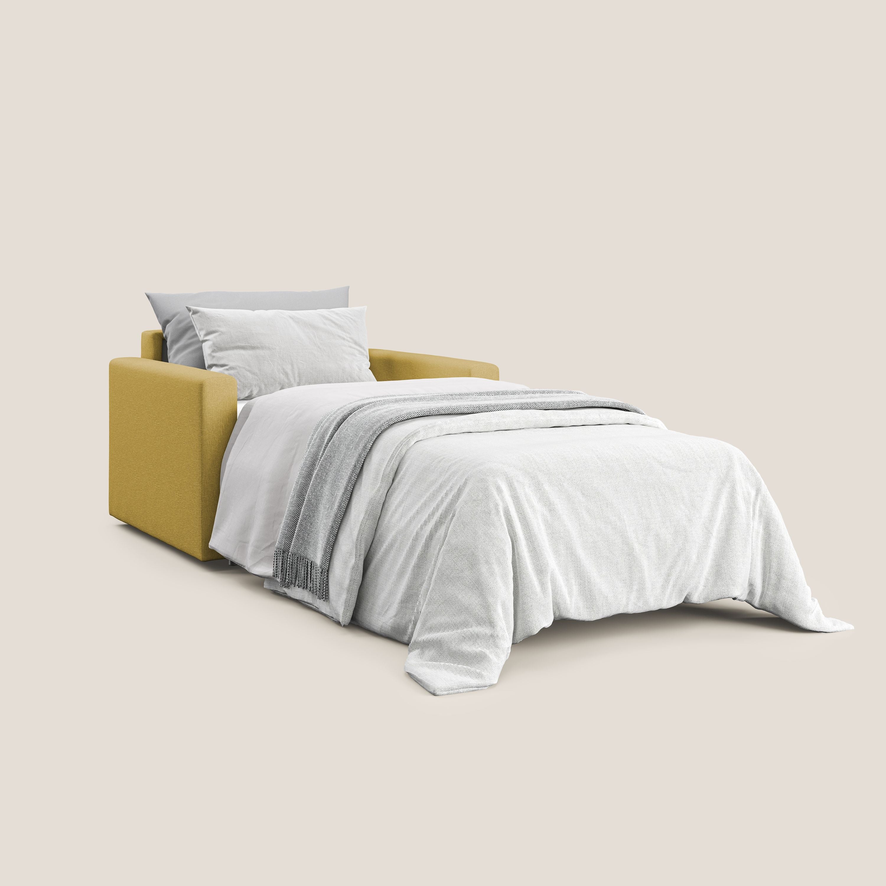 Chris poltrona letto in tessuto impermeabile T13 giallo - divani.store