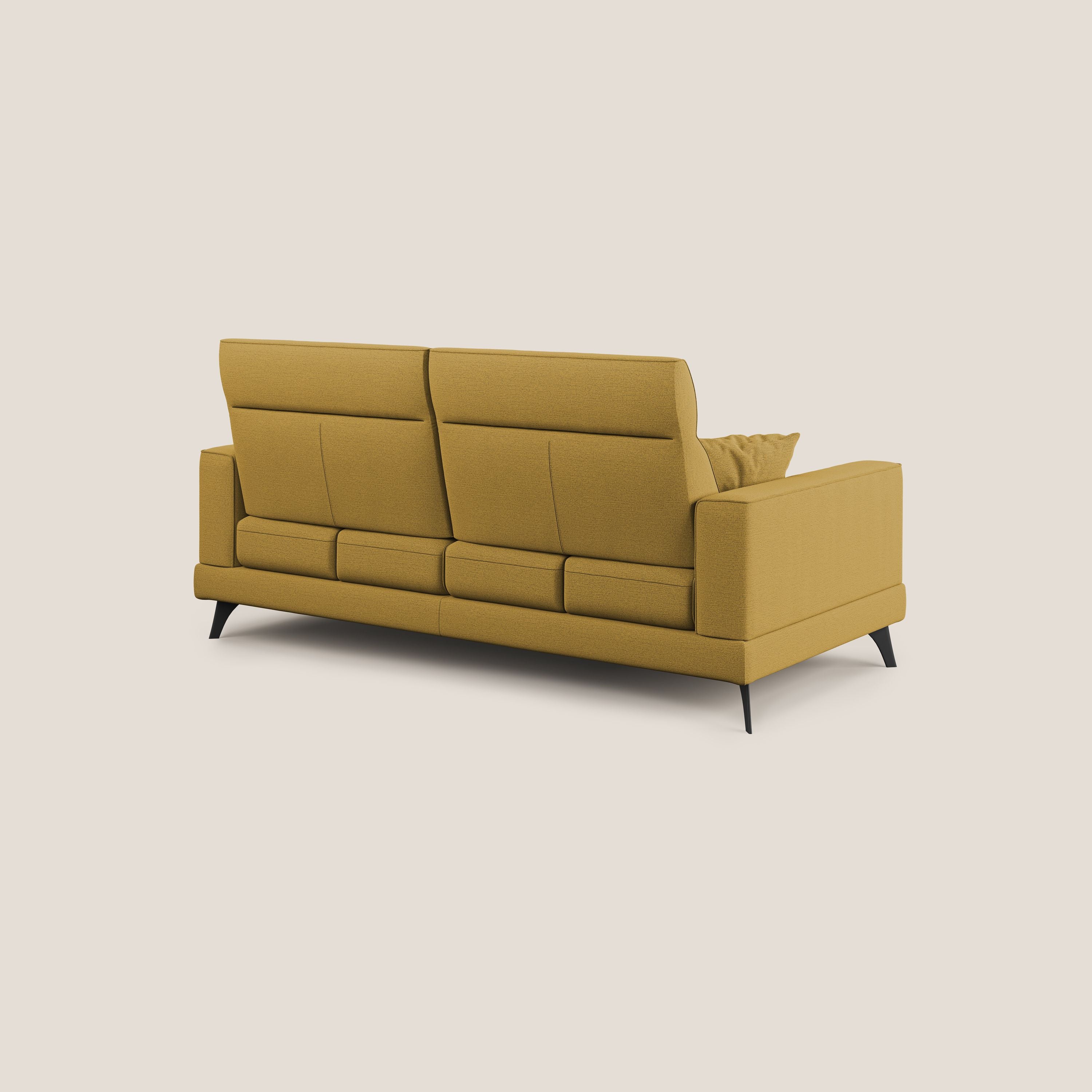 Slide Divano con schienali traslanti e poggiatesta in tessuto simil cotone impermeabile T19 giallo - divani.store