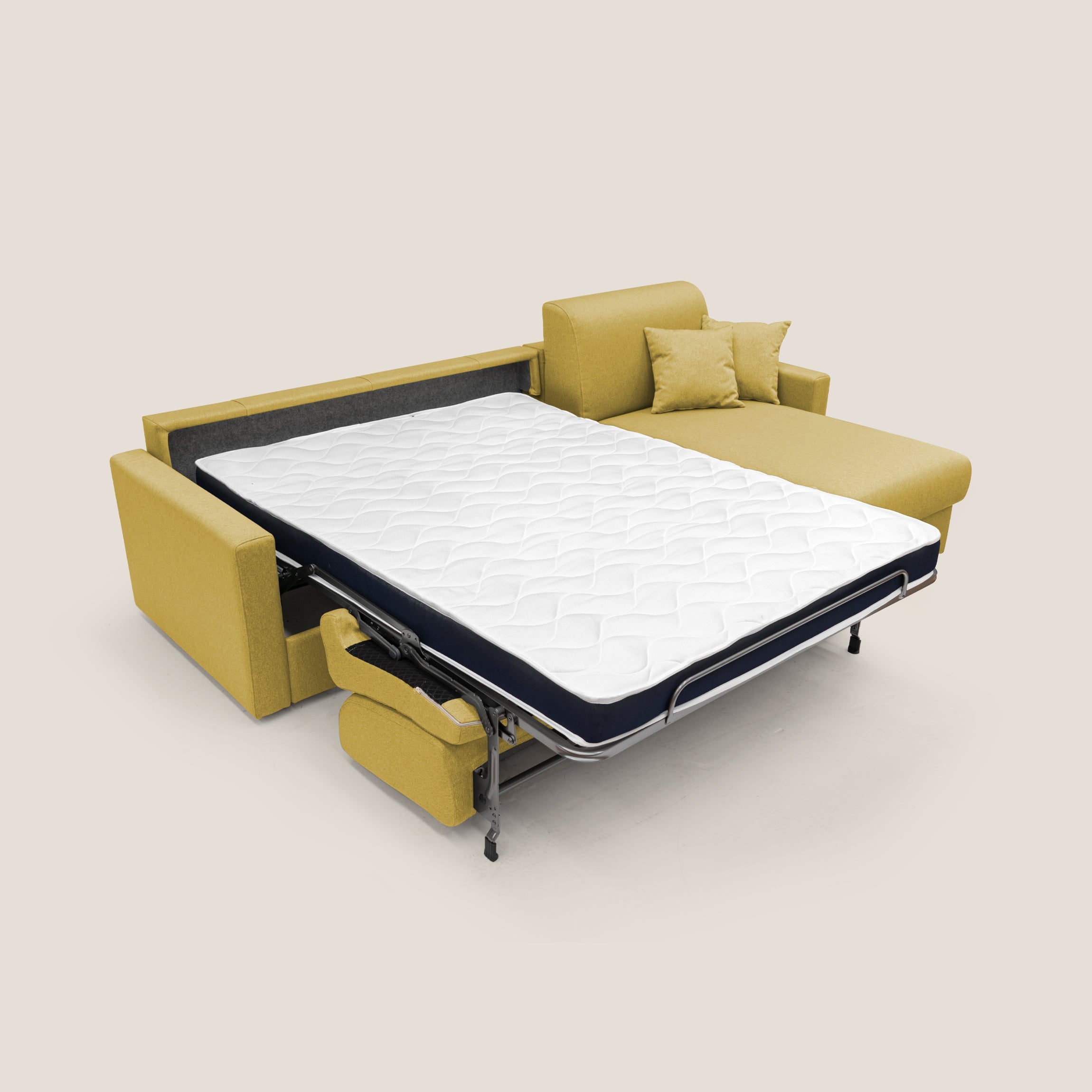 Chris Divano letto angolare 5 posti in tessuto impermeabile T13 giallo - divani.store