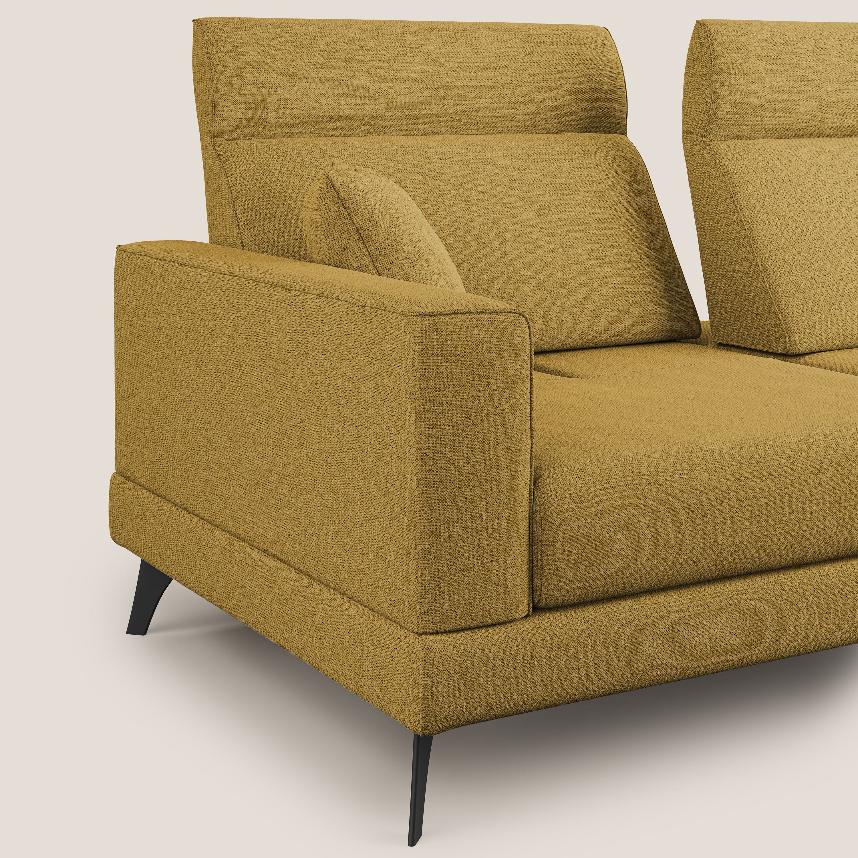 Slide Divano con schienali traslanti e poggiatesta in tessuto simil cotone impermeabile T19 giallo - divani.store