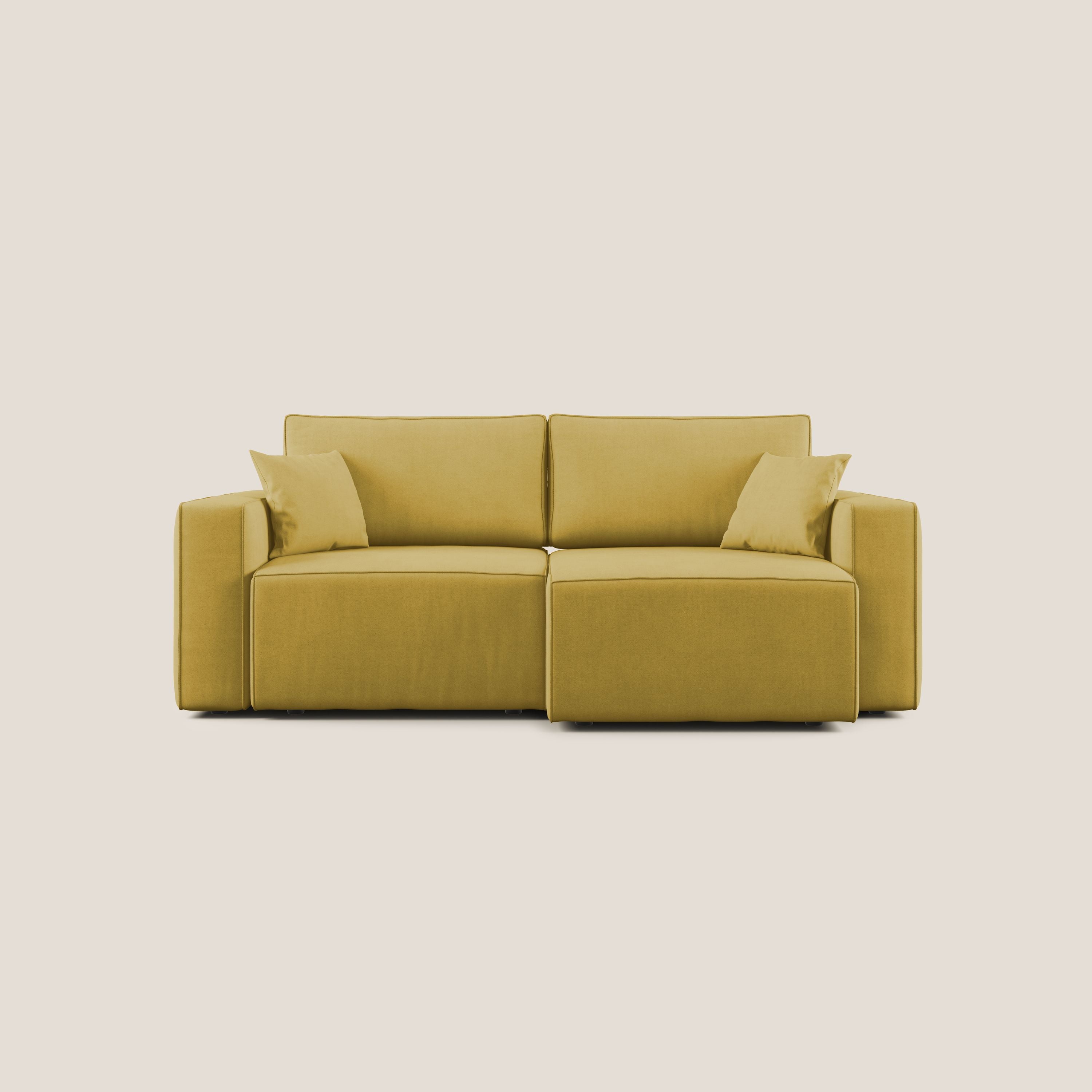 Morfeo divano con sedute estraibili in morbido tessuto impermeabile T02 giallo - divani.store
