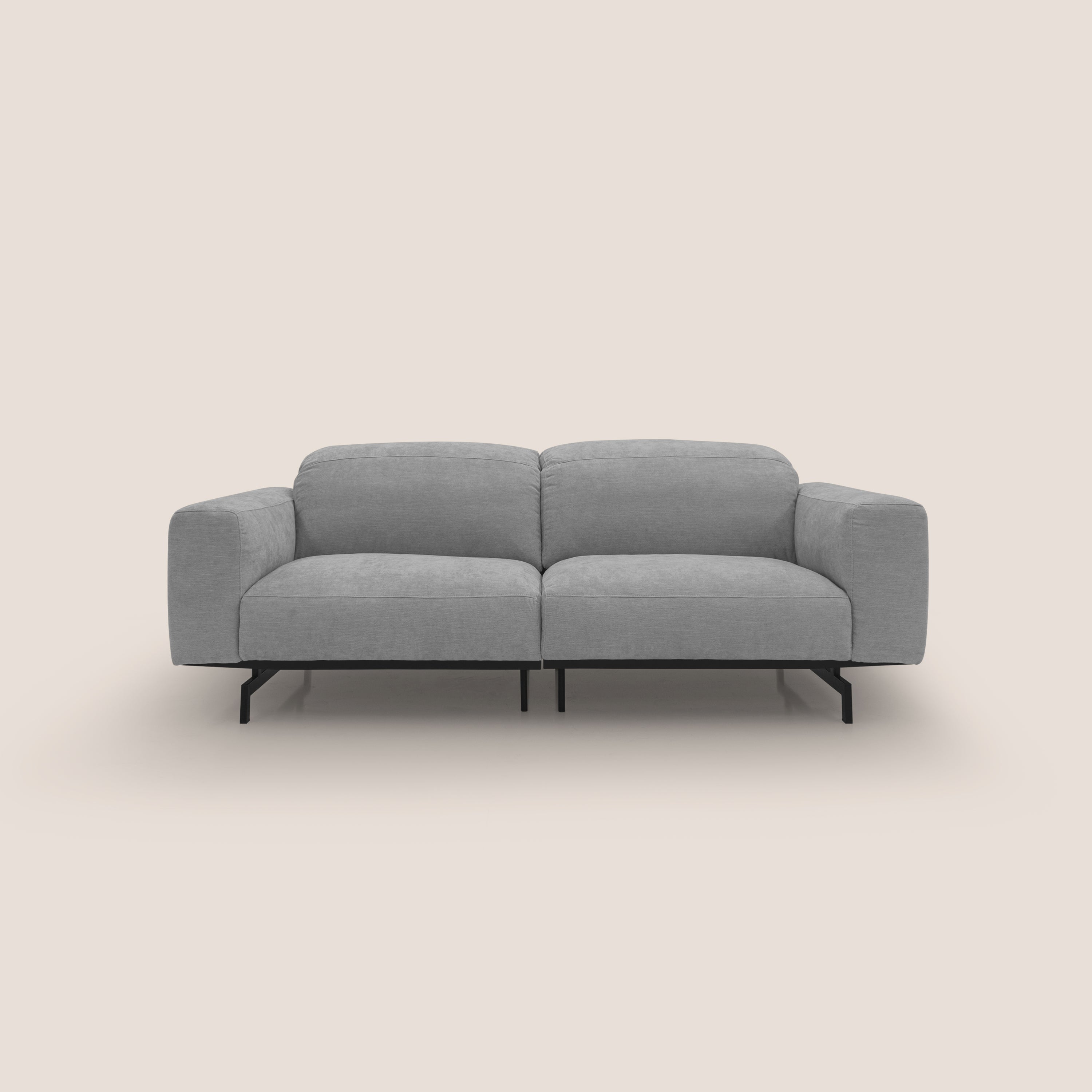 Sakura divano in piuma d'oca modulare componibile in morbido tessuto fiammato impermeabile T14 grigio chiaro - divani.store