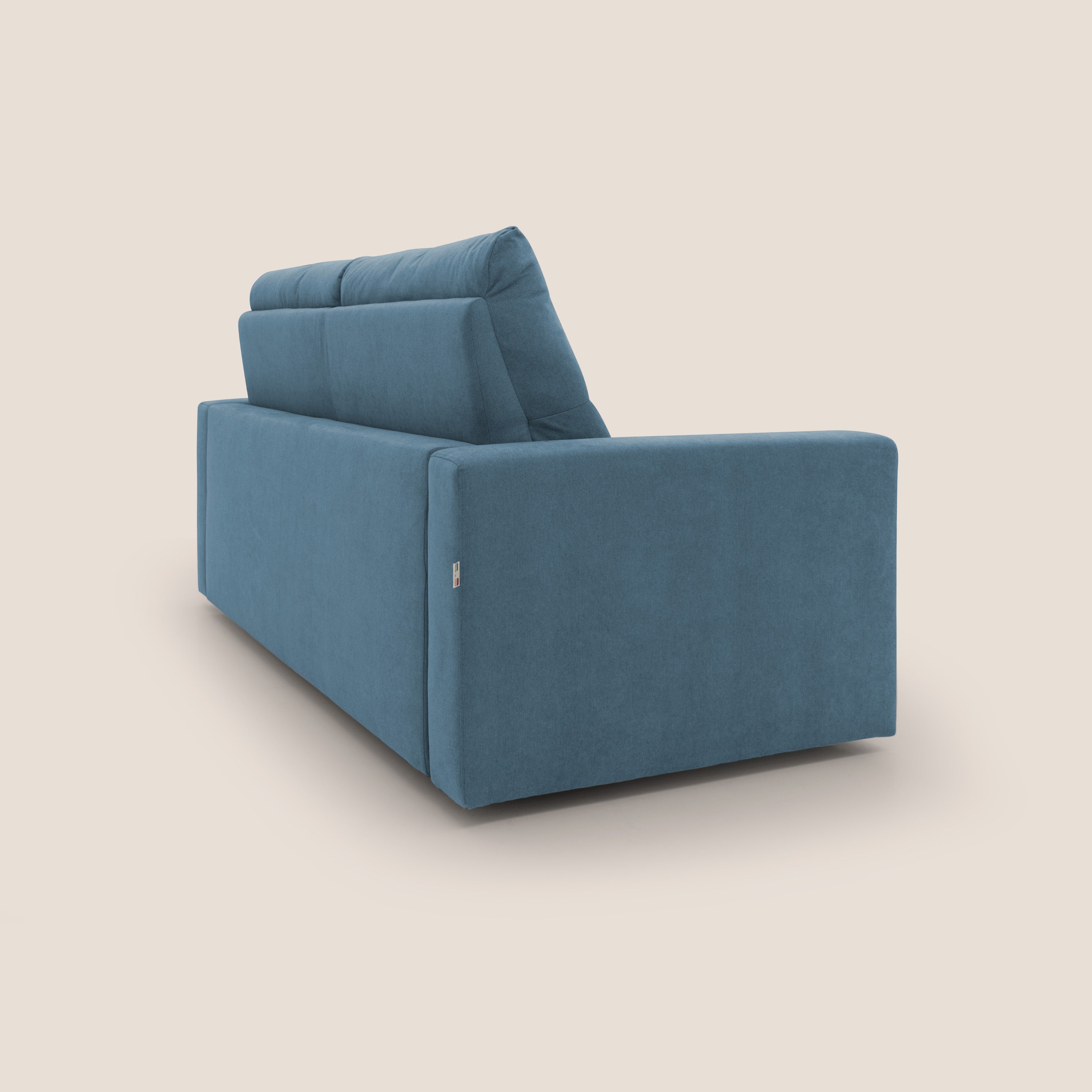 Paloma divano letto con materasso alto 18 cm con Aloe Vera in tessuto impermeabile blu - divani.store