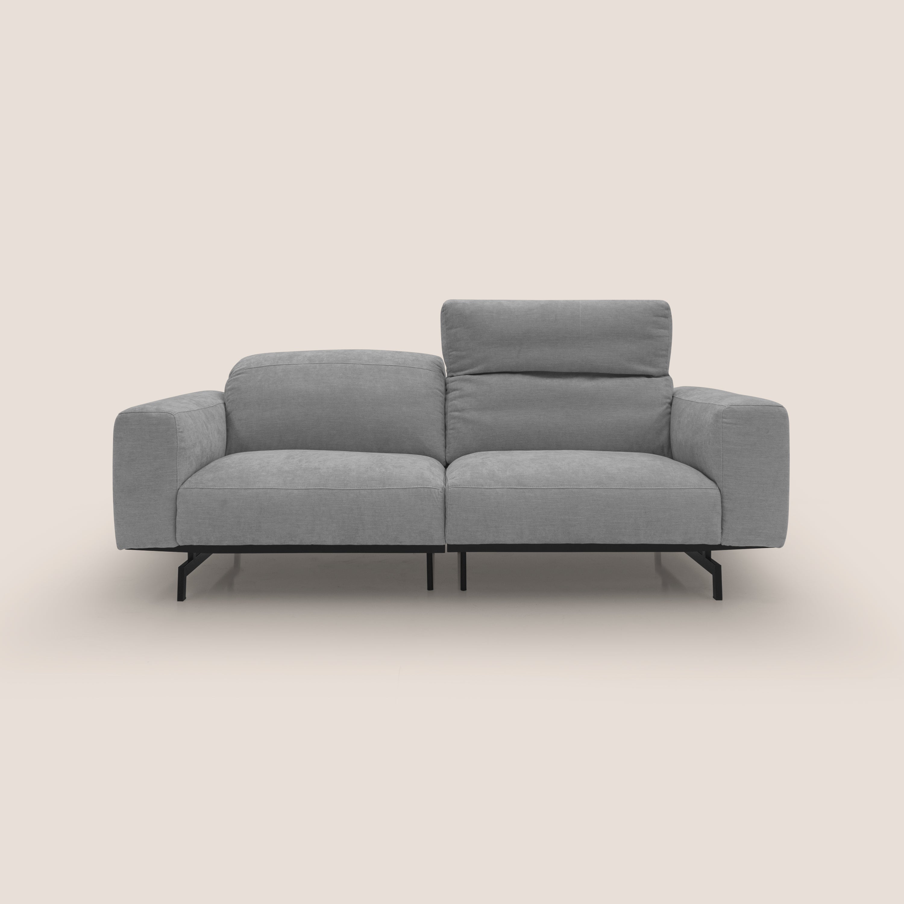 Sakura divano in piuma d'oca modulare componibile in morbido tessuto fiammato impermeabile T14 grigio chiaro - divani.store