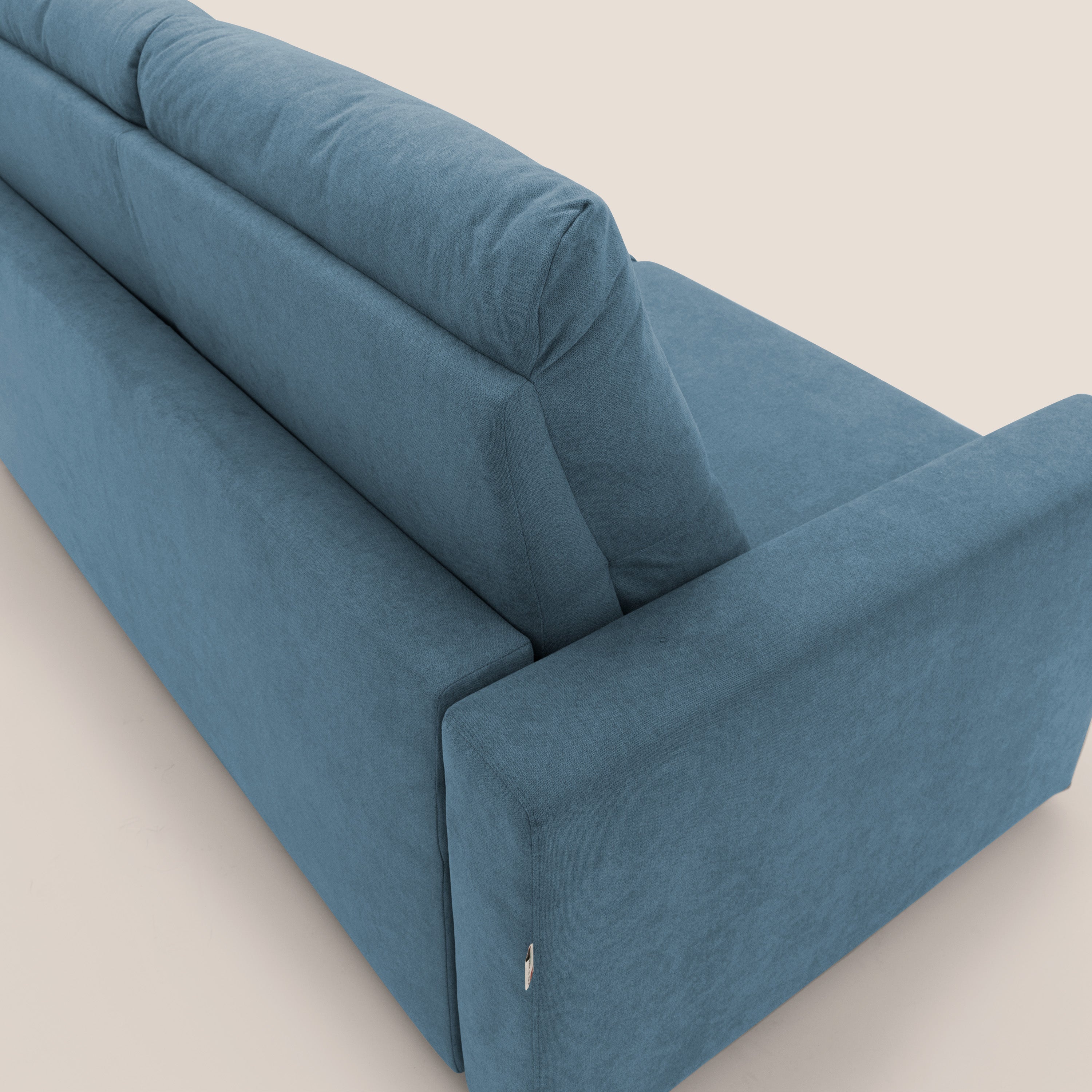 Paloma divano letto con materasso alto 18 cm con Aloe Vera in tessuto impermeabile blu - divani.store