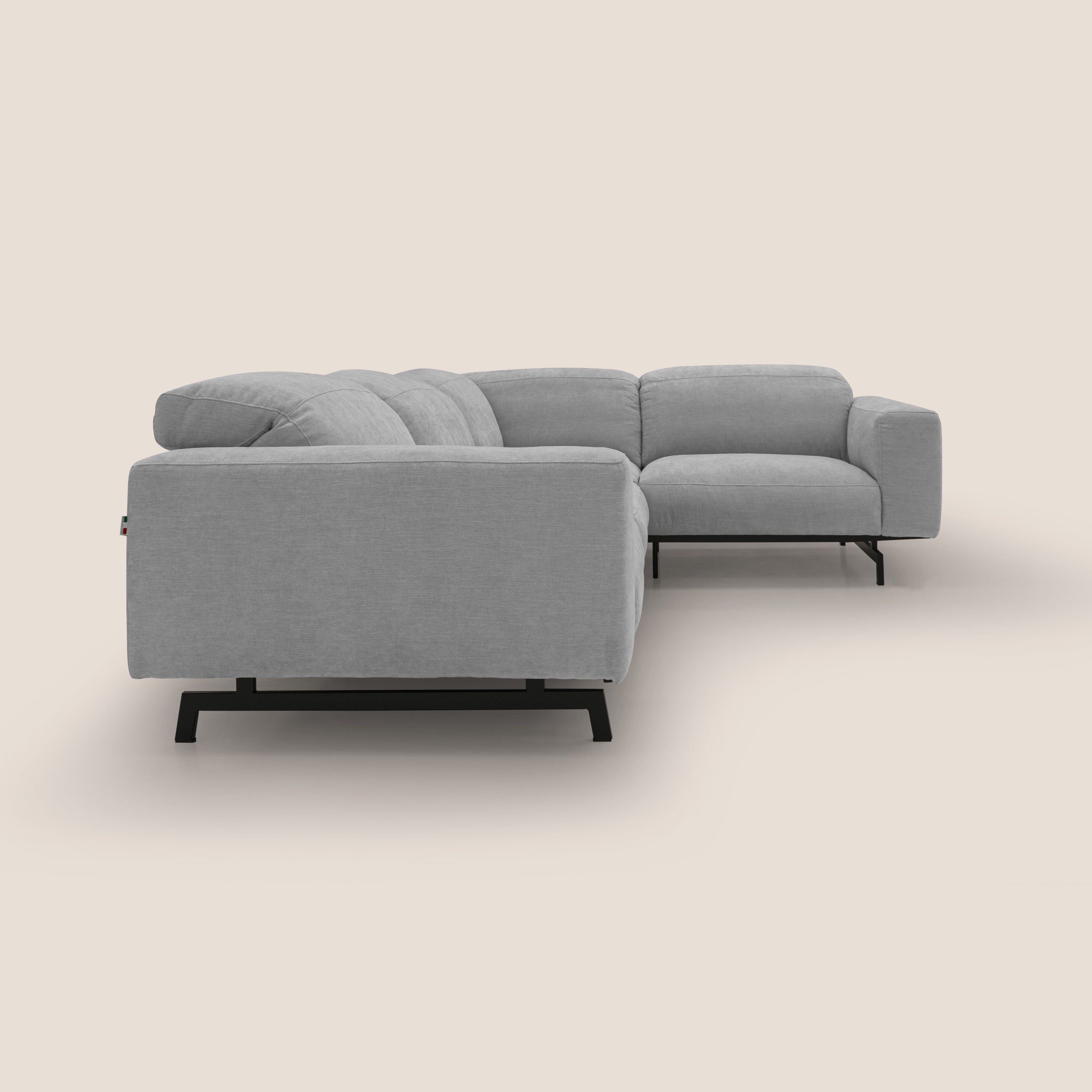 Sakura Canapé d'angle RÉVERSIBLE et modulable en tissu doux et imperméable T14 gris clair