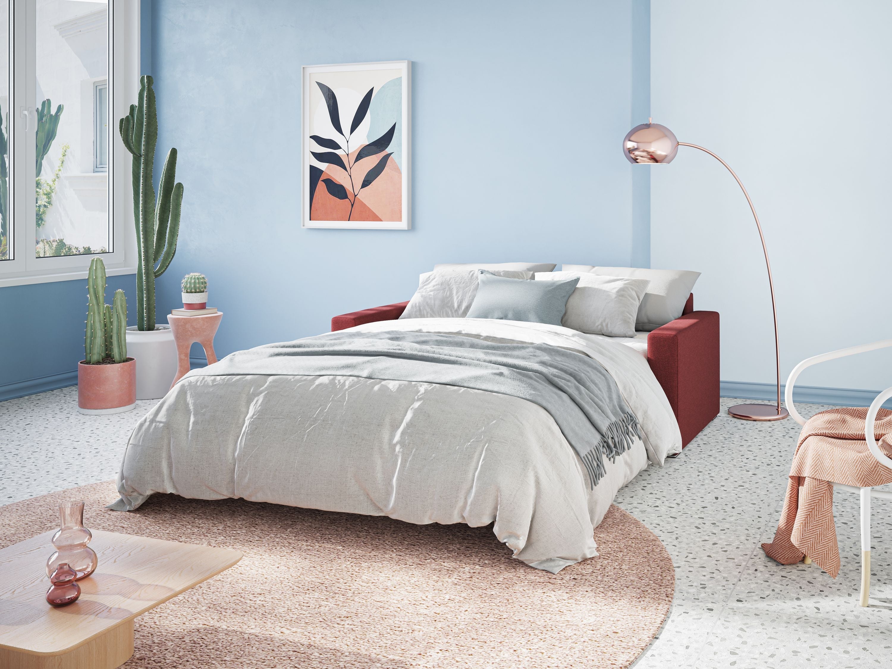 Best Divano letto matrimoniale in tessuto smacchiabile QuickClean T08 grigio - divani.store