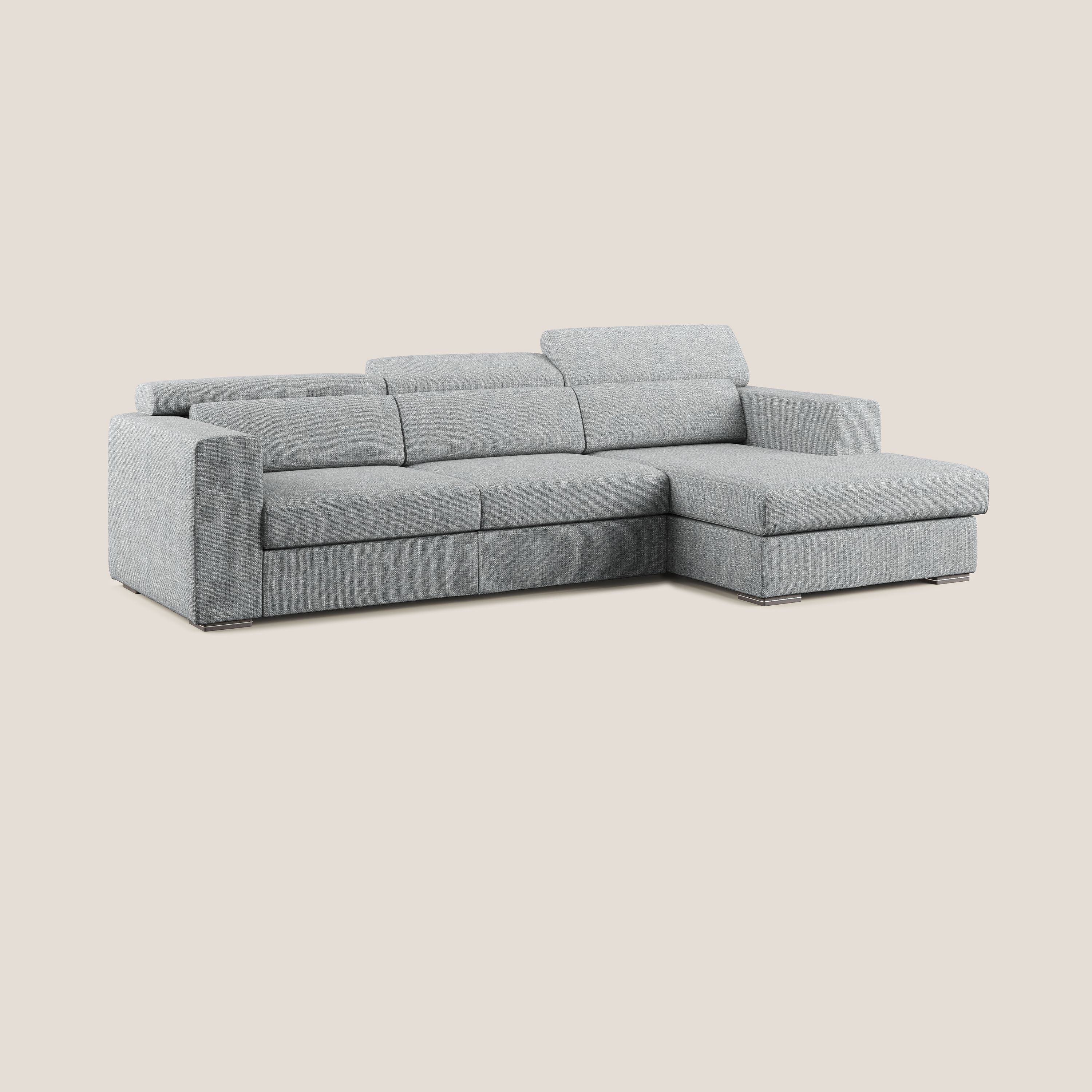 Vegas divano angolare con poggiatesta reclinabili in morbido tessuto impermeabile T06 grigio - divani.store