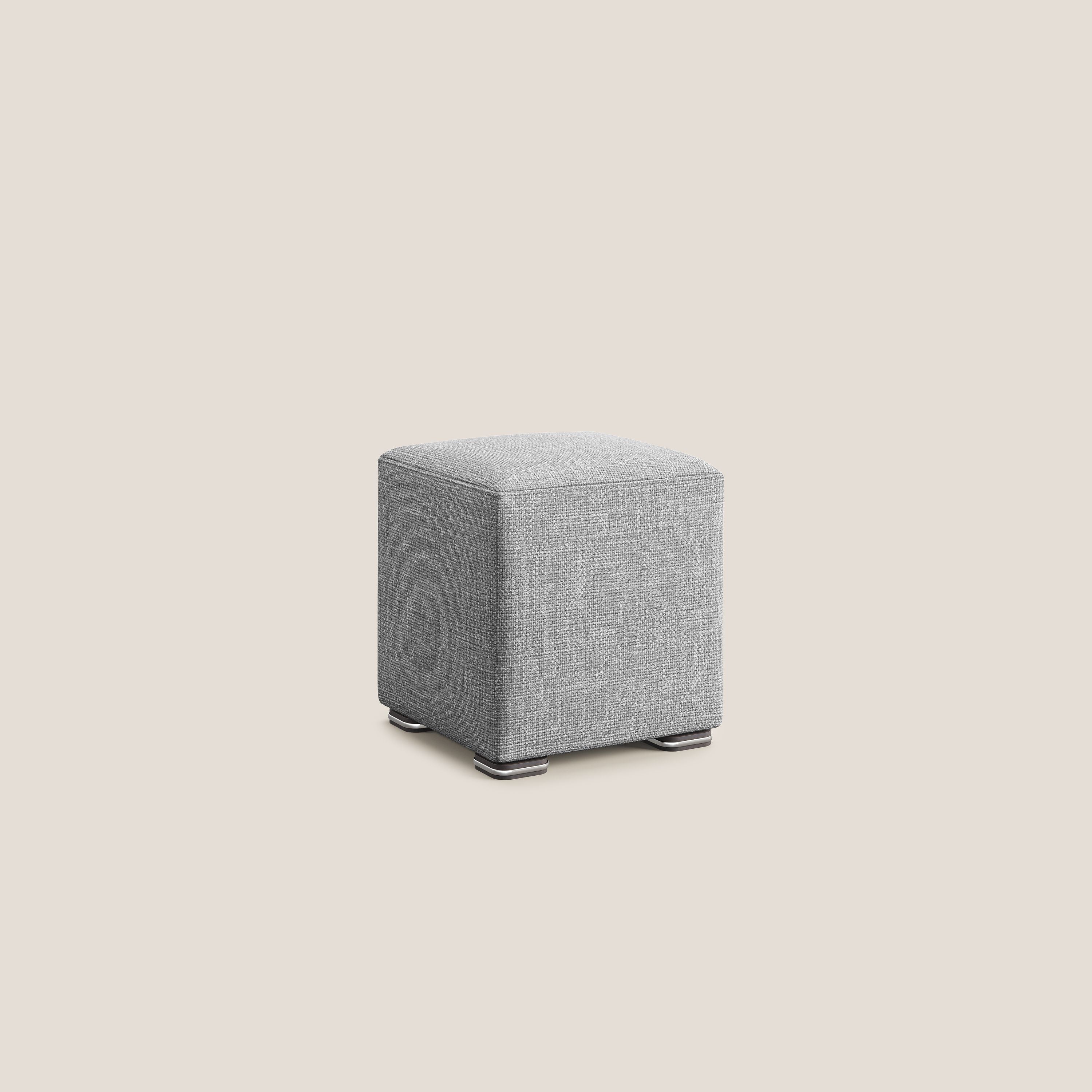 Cube pouf in morbido tessuto impermeabile ad intreccio melangiato T06 grigio - divani.store