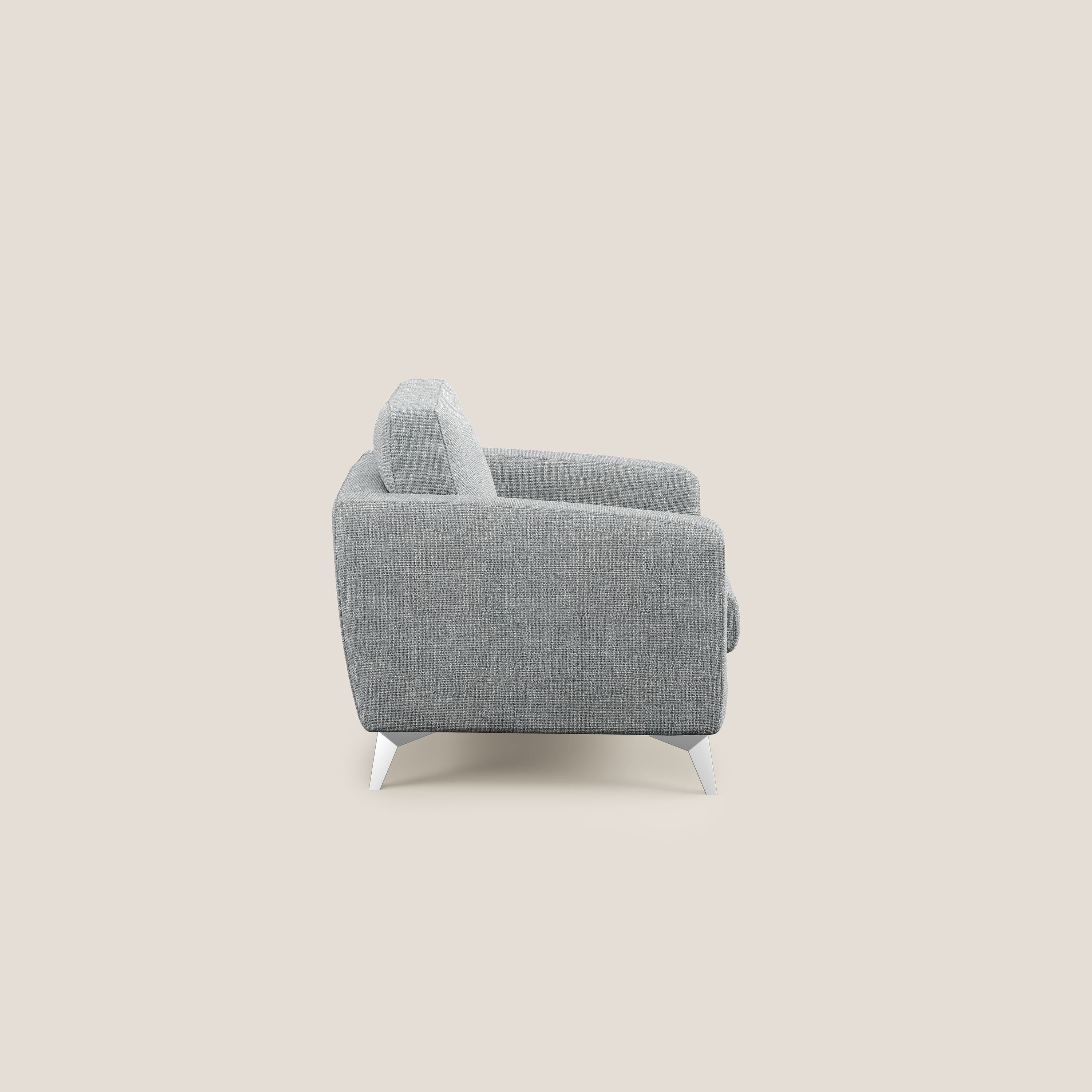 Orione Poltroncina in morbido tessuto impermeabile ad intreccio T06 grigio - divani.store