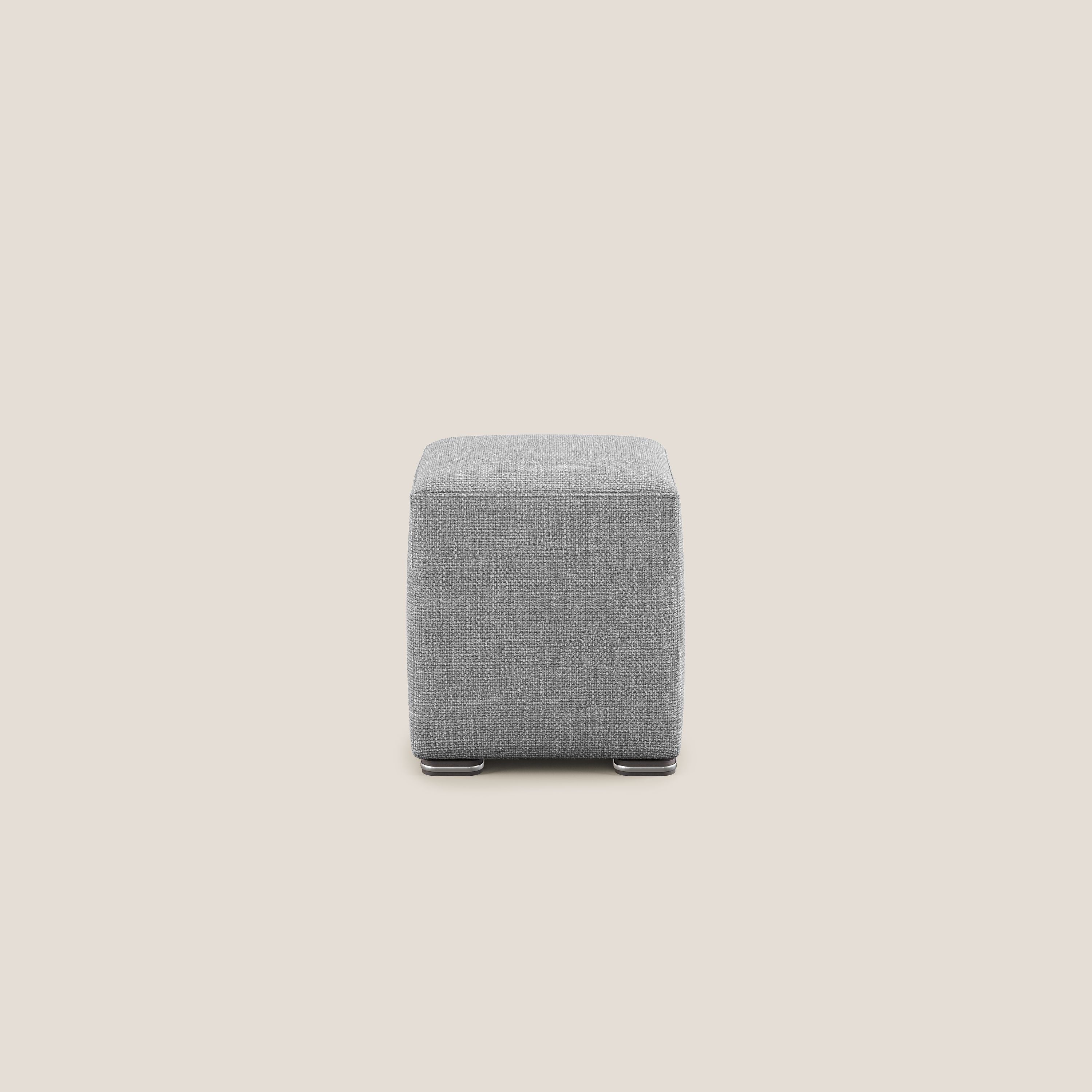 Cube pouf in morbido tessuto impermeabile ad intreccio melangiato T06 grigio - divani.store