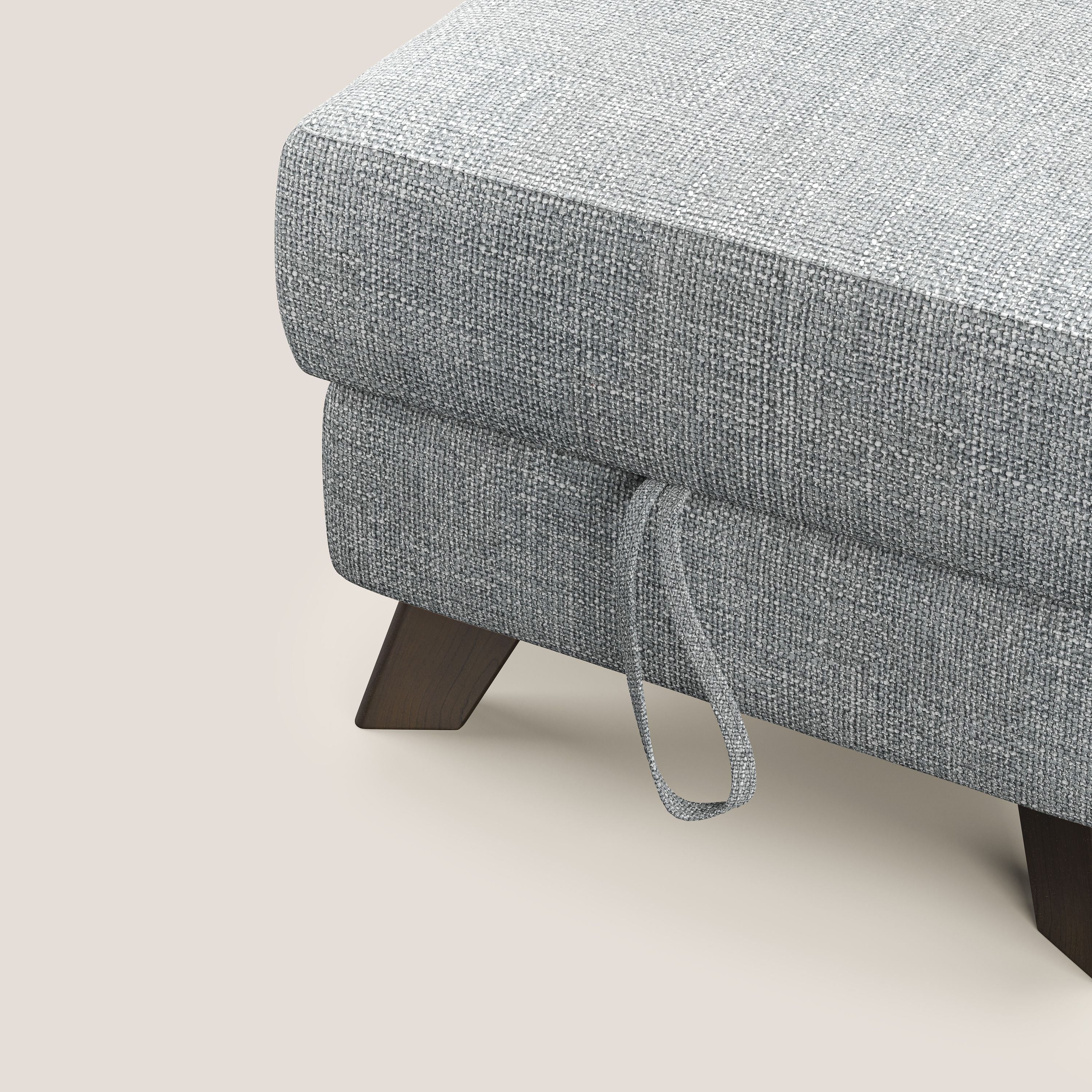Moon Pouf contenitore e piedini alti in tessuto morbido ad intreccio soft-touch impermeabile T06 grigio - divani.store