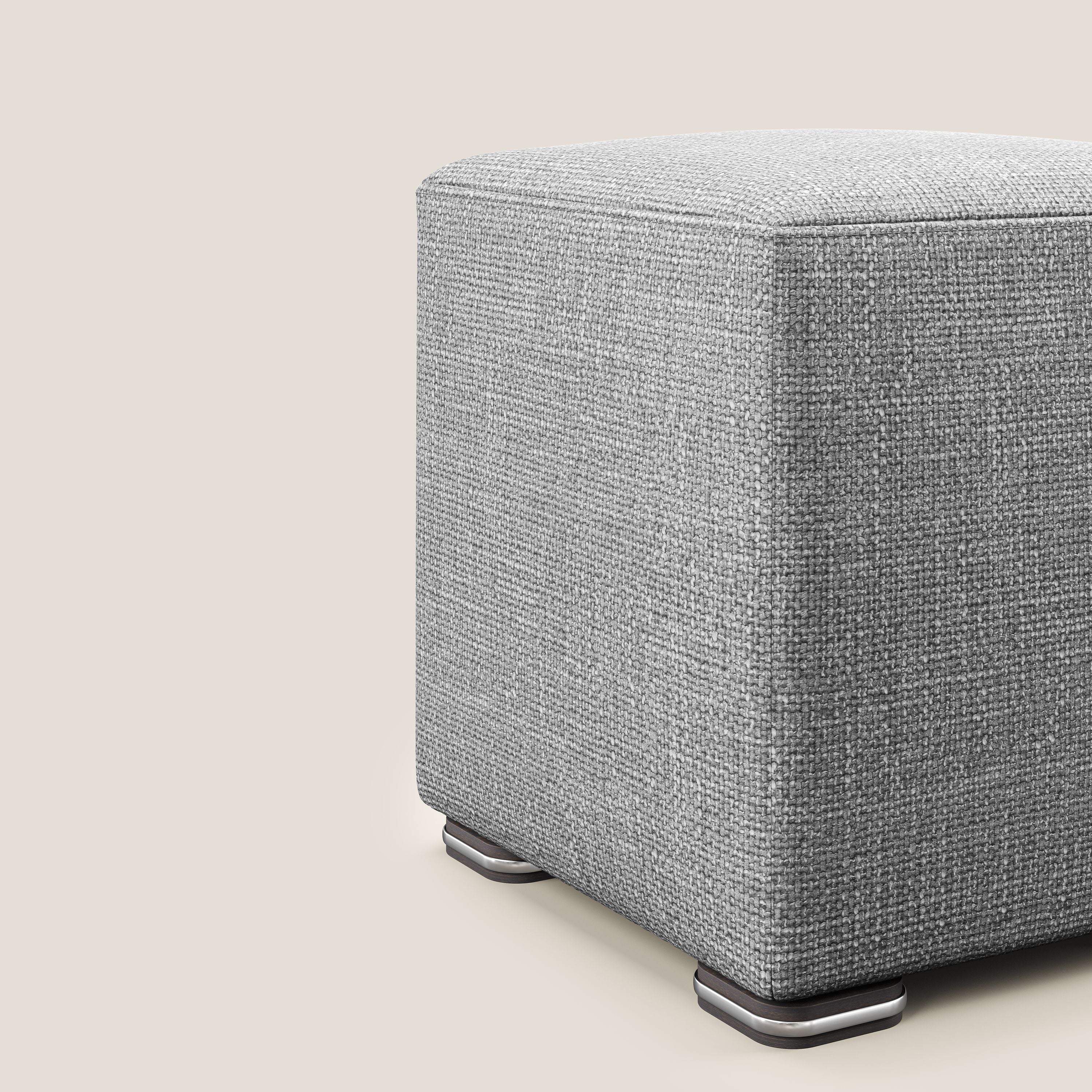 Cube pouf in morbido tessuto impermeabile ad intreccio melangiato T06 grigio - divani.store