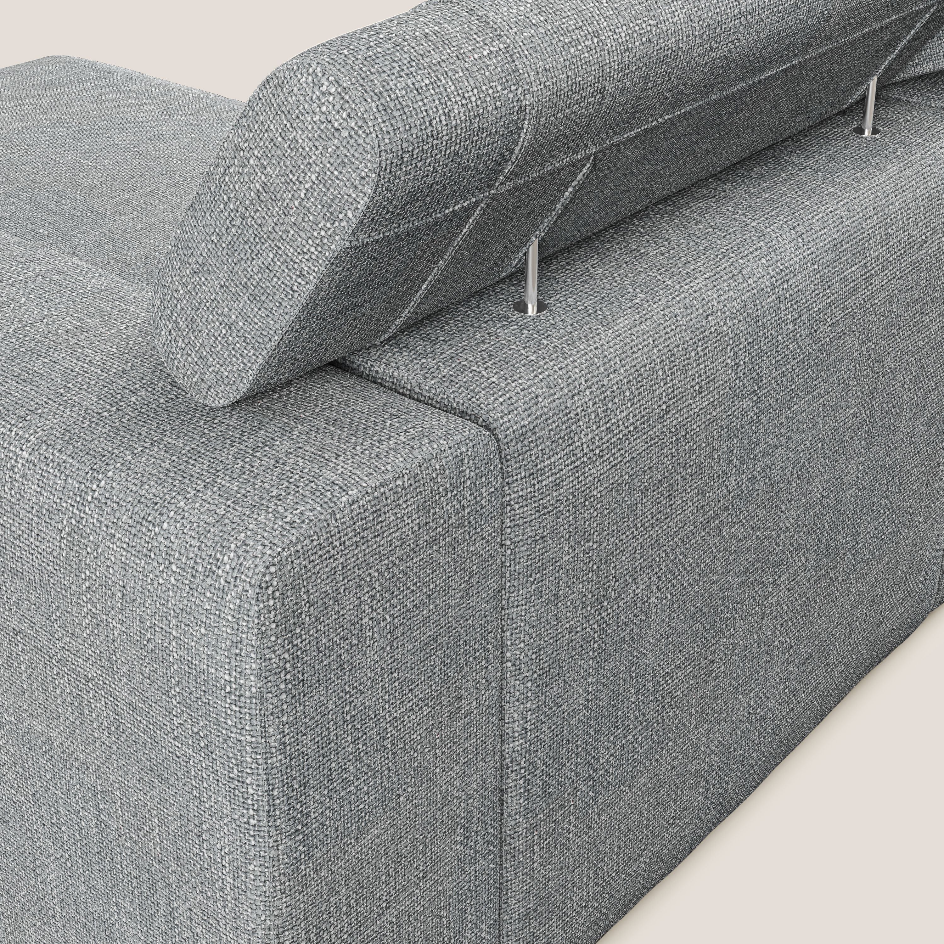 Vegas divano angolare con poggiatesta reclinabili in morbido tessuto impermeabile T06 grigio - divani.store