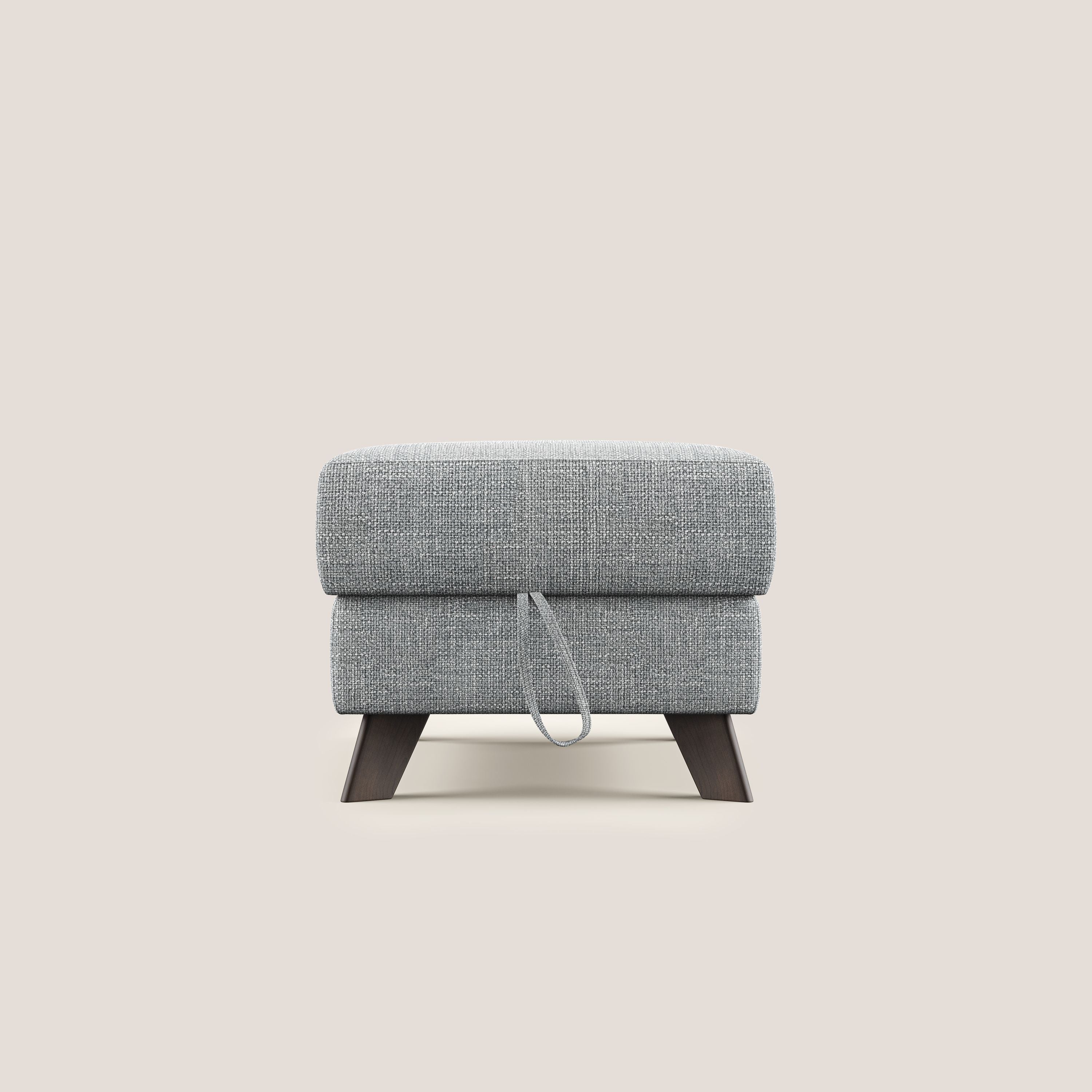 Moon Pouf contenitore e piedini alti in tessuto morbido ad intreccio soft-touch impermeabile T06 grigio - divani.store