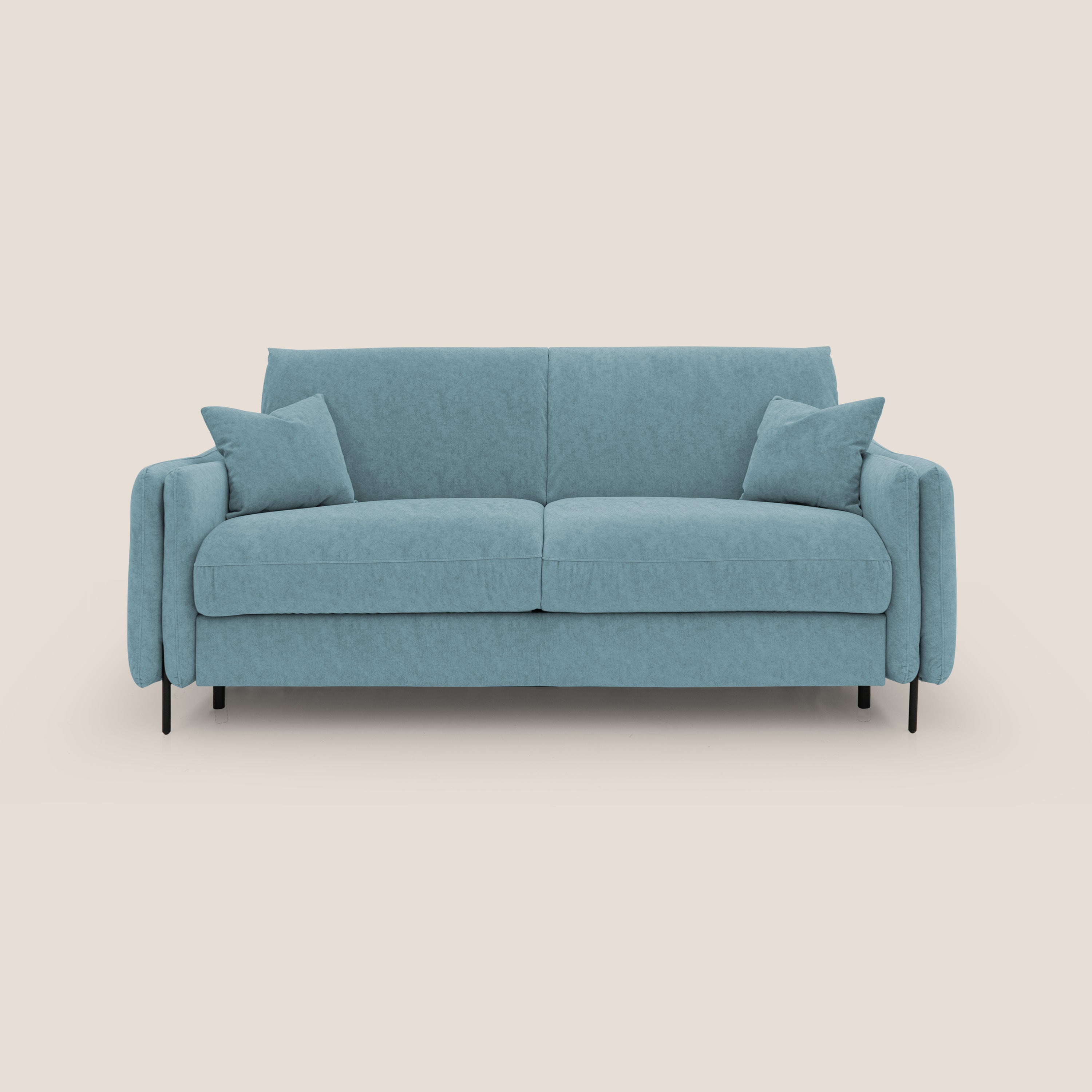 Gregory Divano letto con materasso h18 cm in microfibra effetto velluto impermeabile T09 carta da zucchero - divani.store