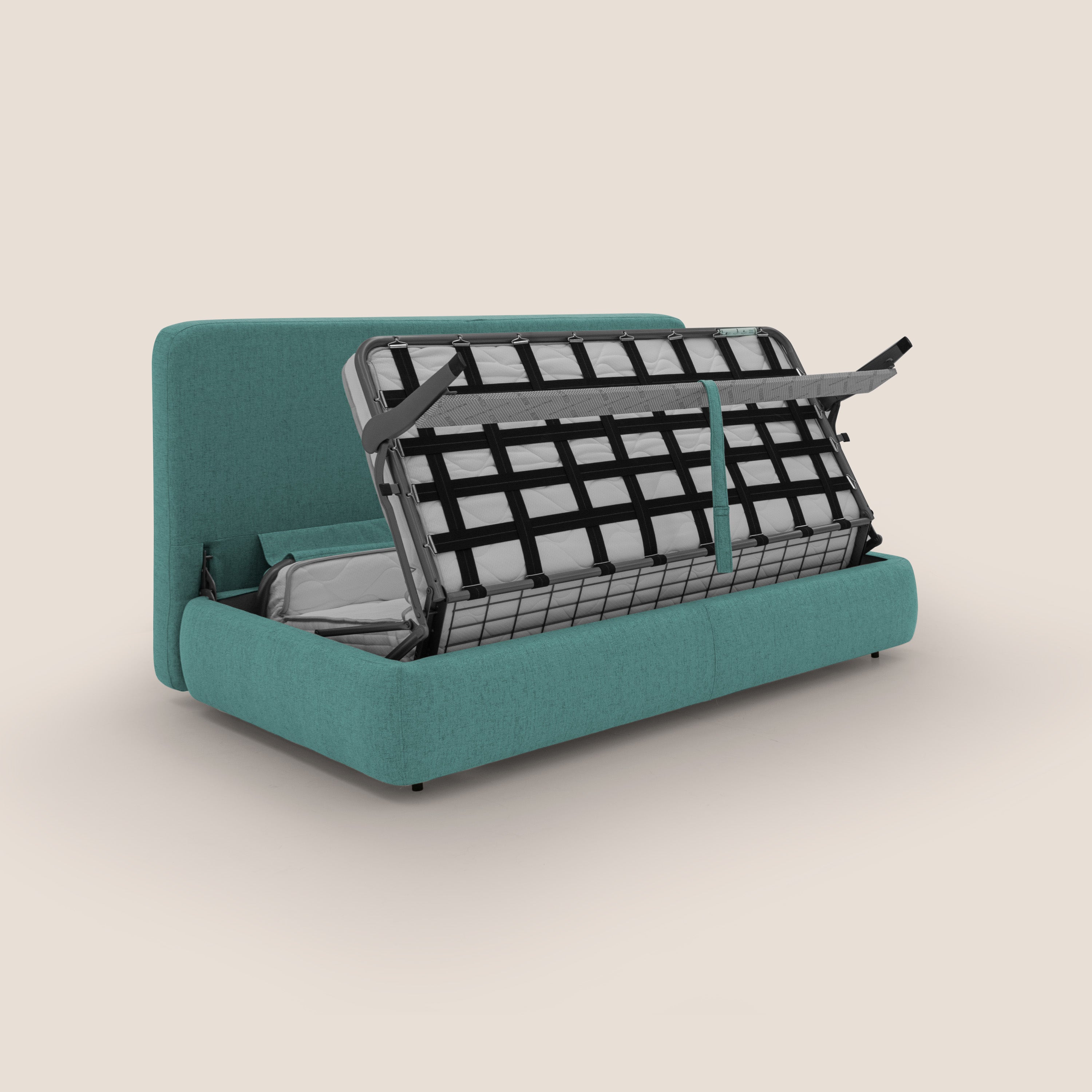 Gransasso Divano letto matrimoniale dal DESIGN innovativo in tessuto impermeabile T03 verde acqua - divani.store