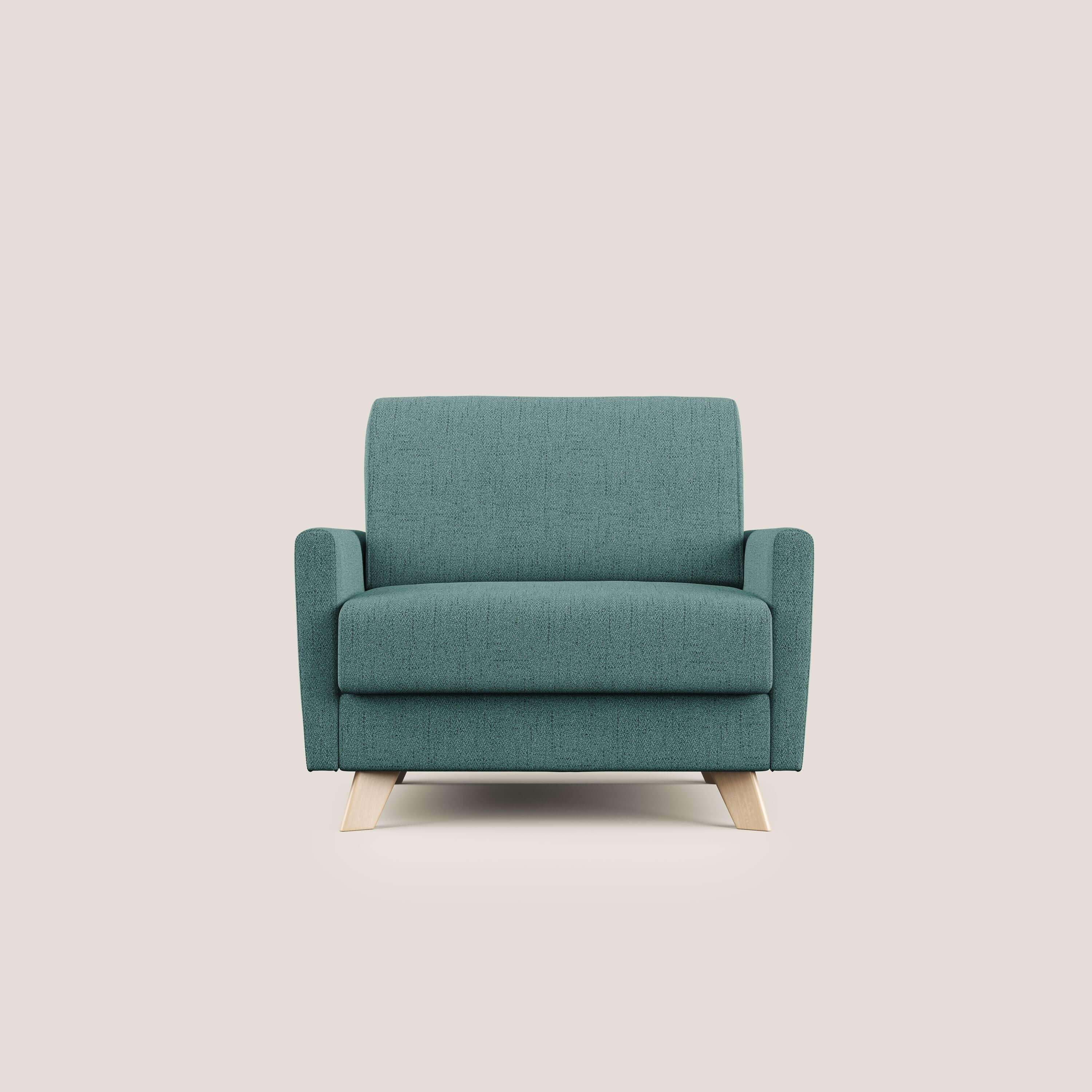 Edgar poltrona letto in tessuto felis impermeabile T03 verde acqua - divani.store