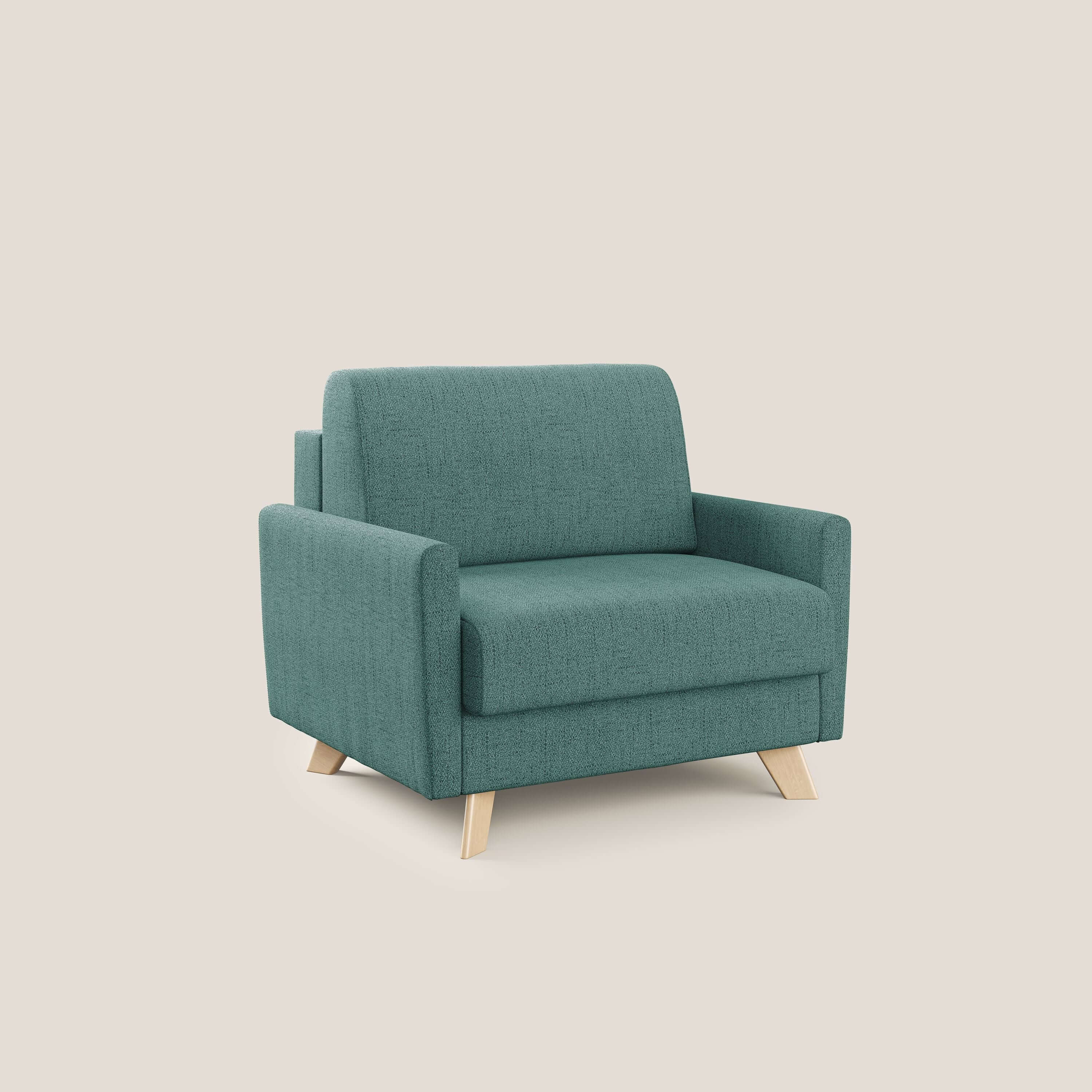 Edgar poltrona letto in tessuto felis impermeabile T03 verde acqua - divani.store