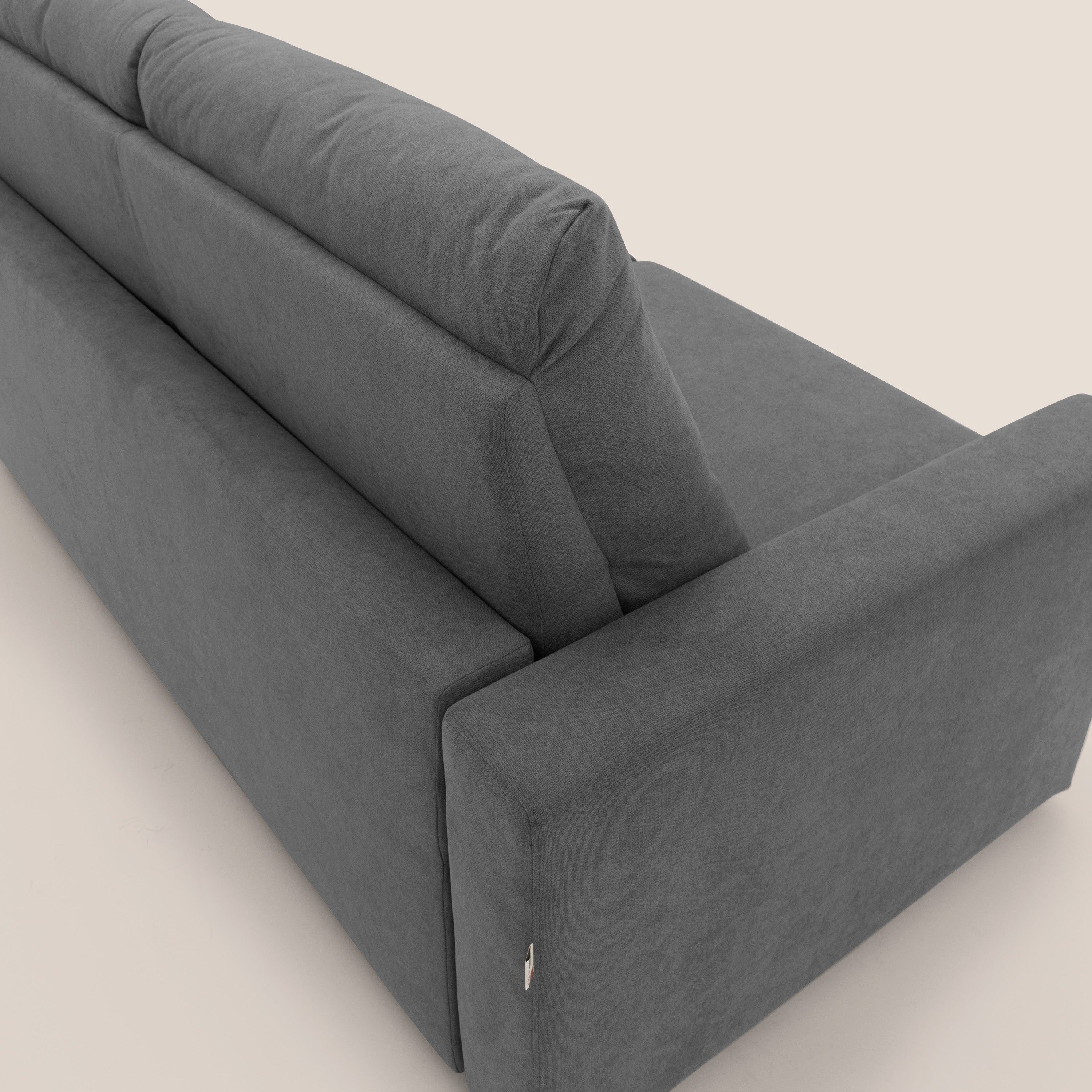 Paloma divano letto con materasso alto 18 cm con Aloe Vera in tessuto impermeabile grigio - divani.store