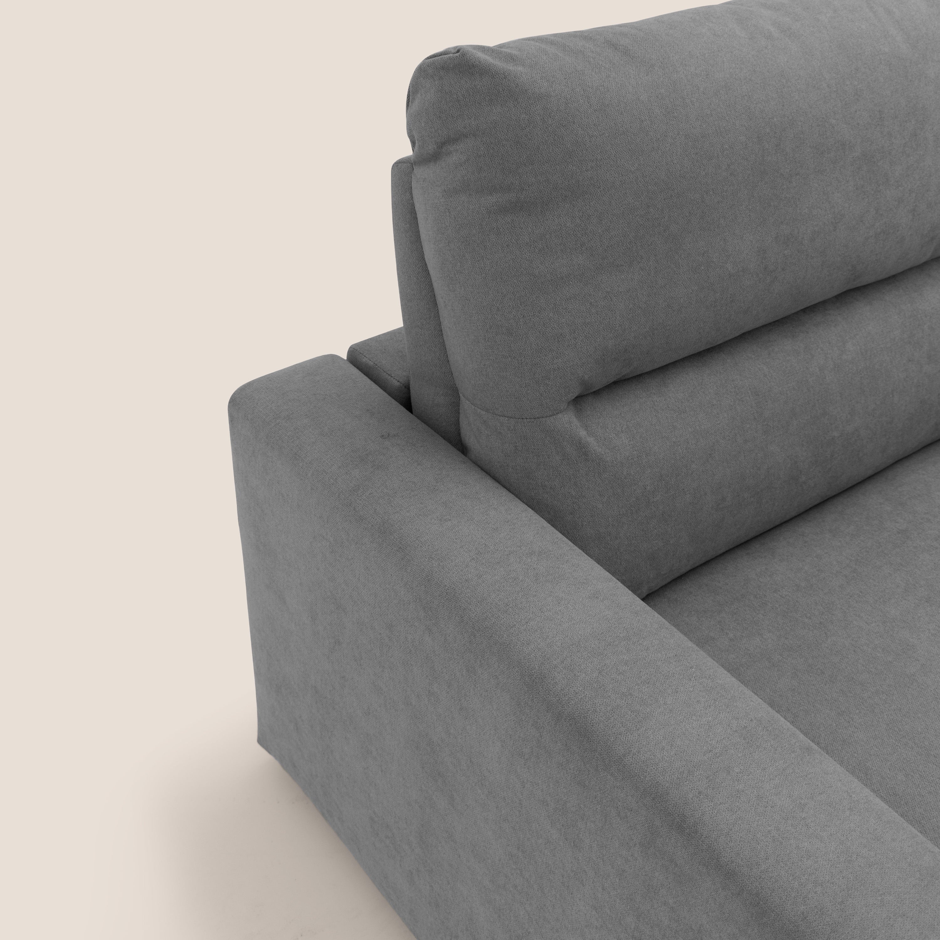 Paloma divano letto con materasso alto 18 cm con Aloe Vera in tessuto impermeabile grigio - divani.store