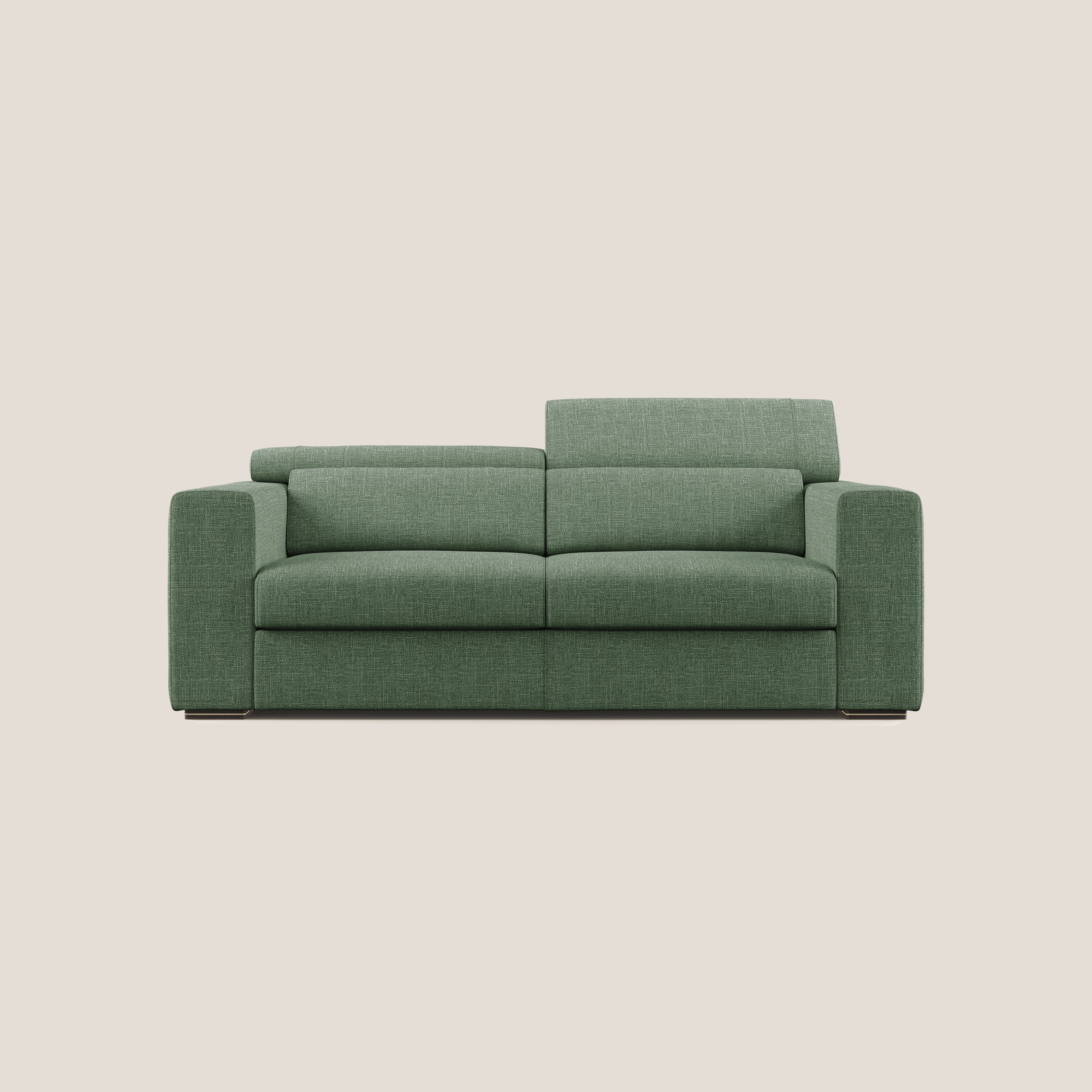 Vegas divano con poggiatesta reclinabili in morbido tessuto impermeabile T06 verde - divani.store