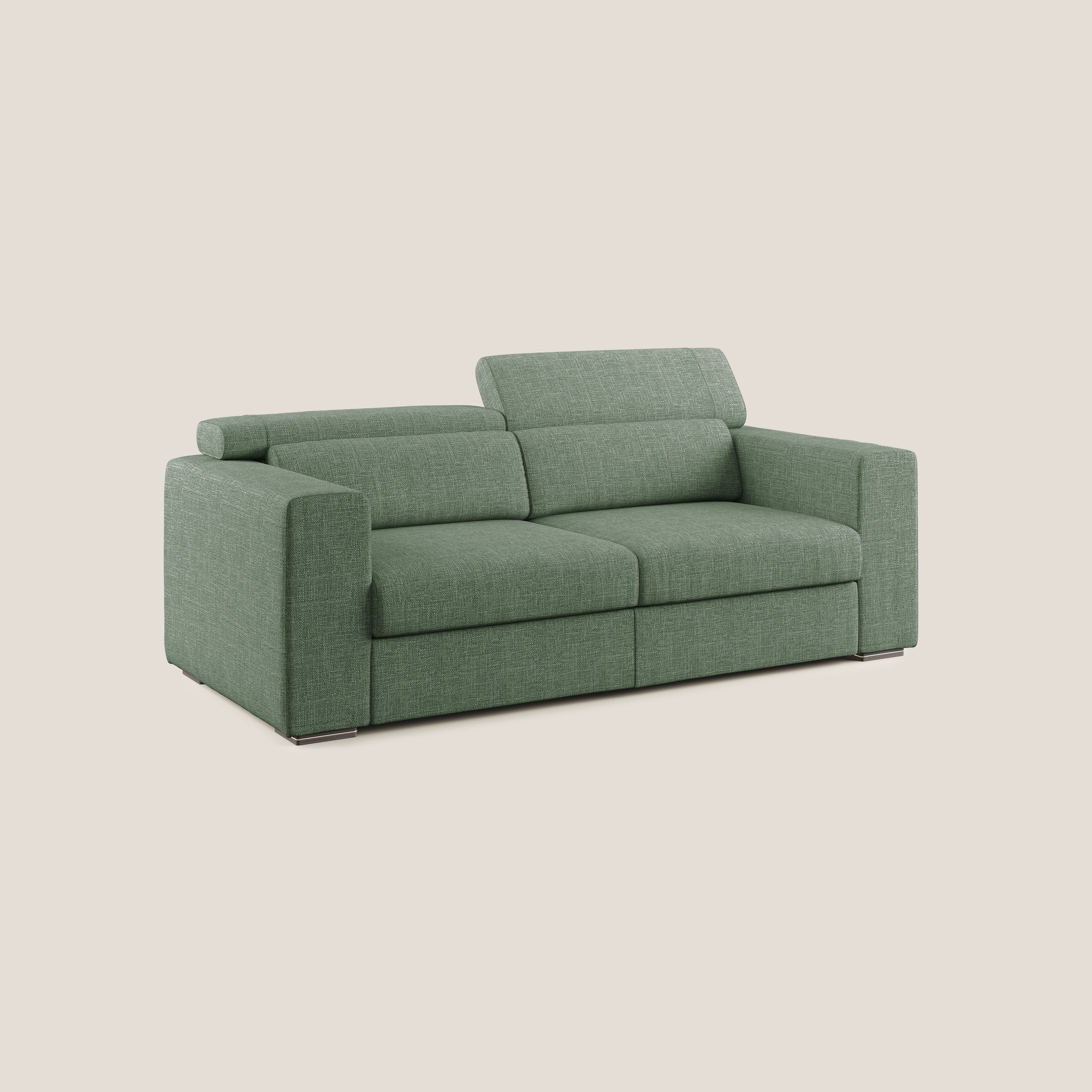 Vegas divano con poggiatesta reclinabili in morbido tessuto impermeabile T06 verde - divani.store