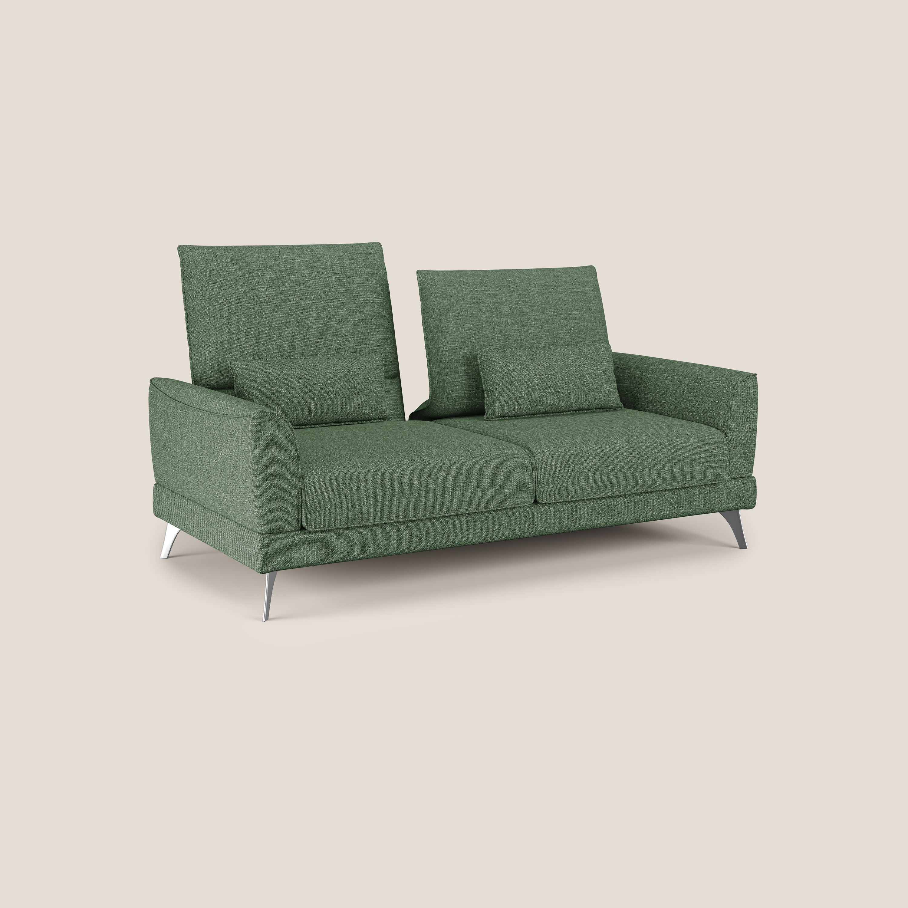 Tommy Divano relax con schienali traslanti in morbido tessuto fiammato T06 verde - divani.store
